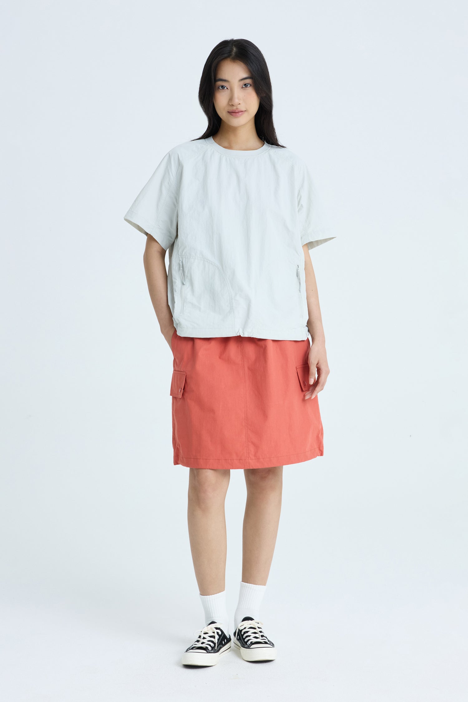 Pull-up Cargo Skirt - Burnt Orange