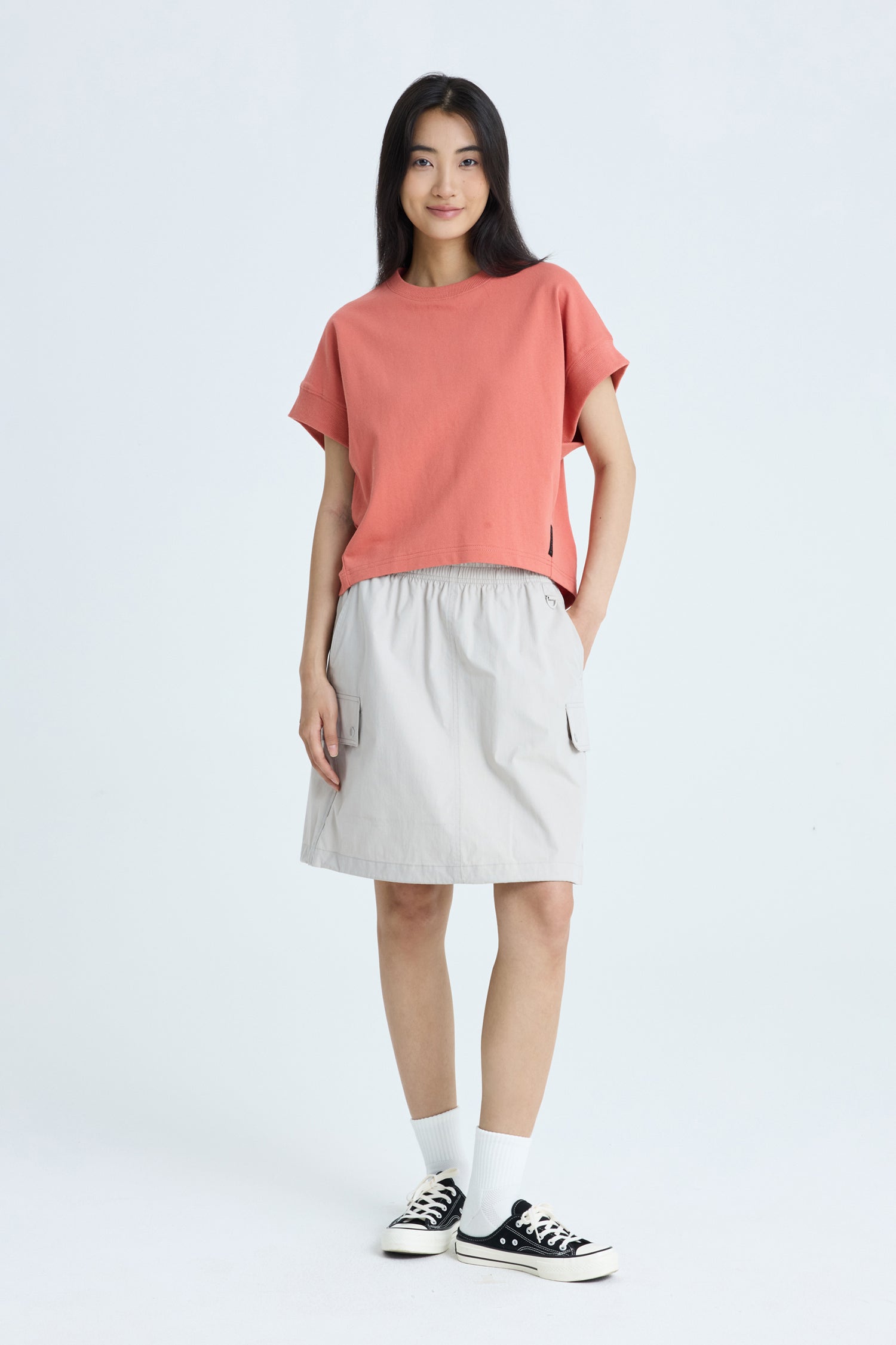 Pull-up Cargo Skirt - Light Grey