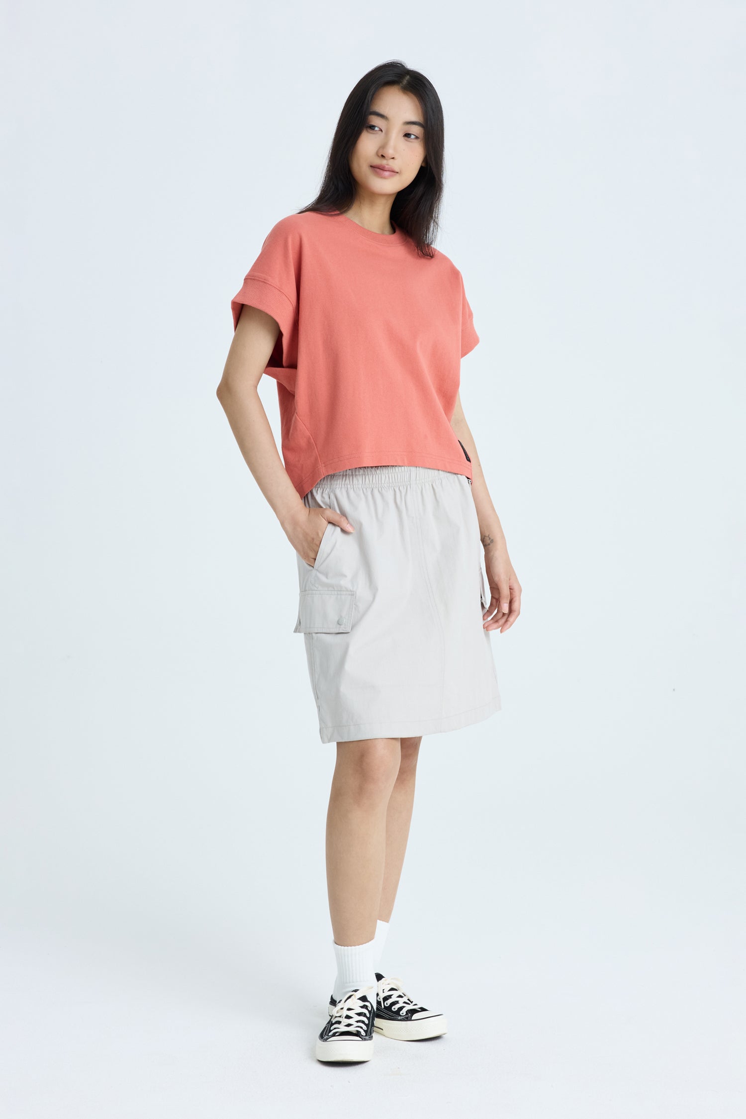 Pull-up Cargo Skirt - Light Grey