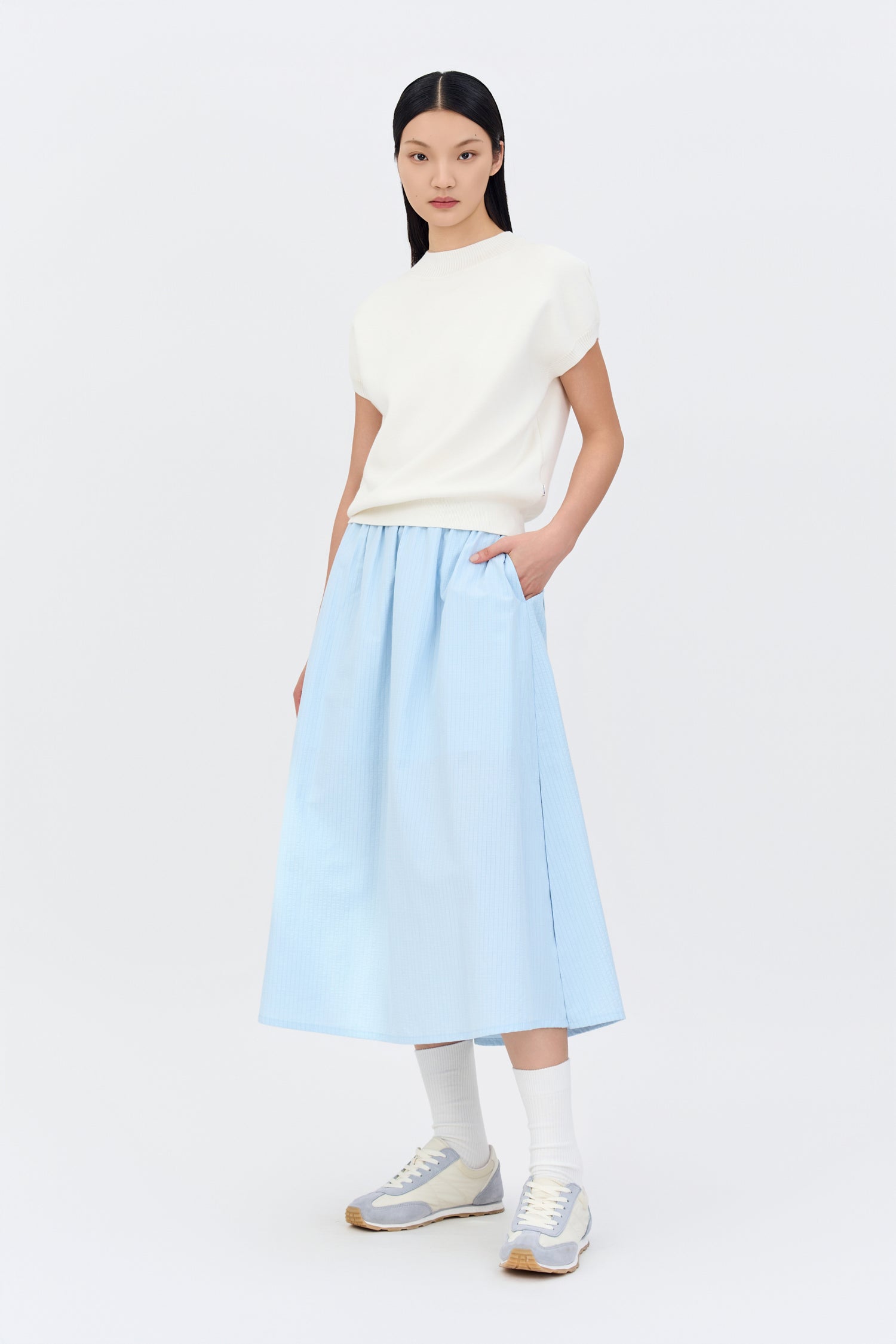 Gathered Skirt - Sky Blue