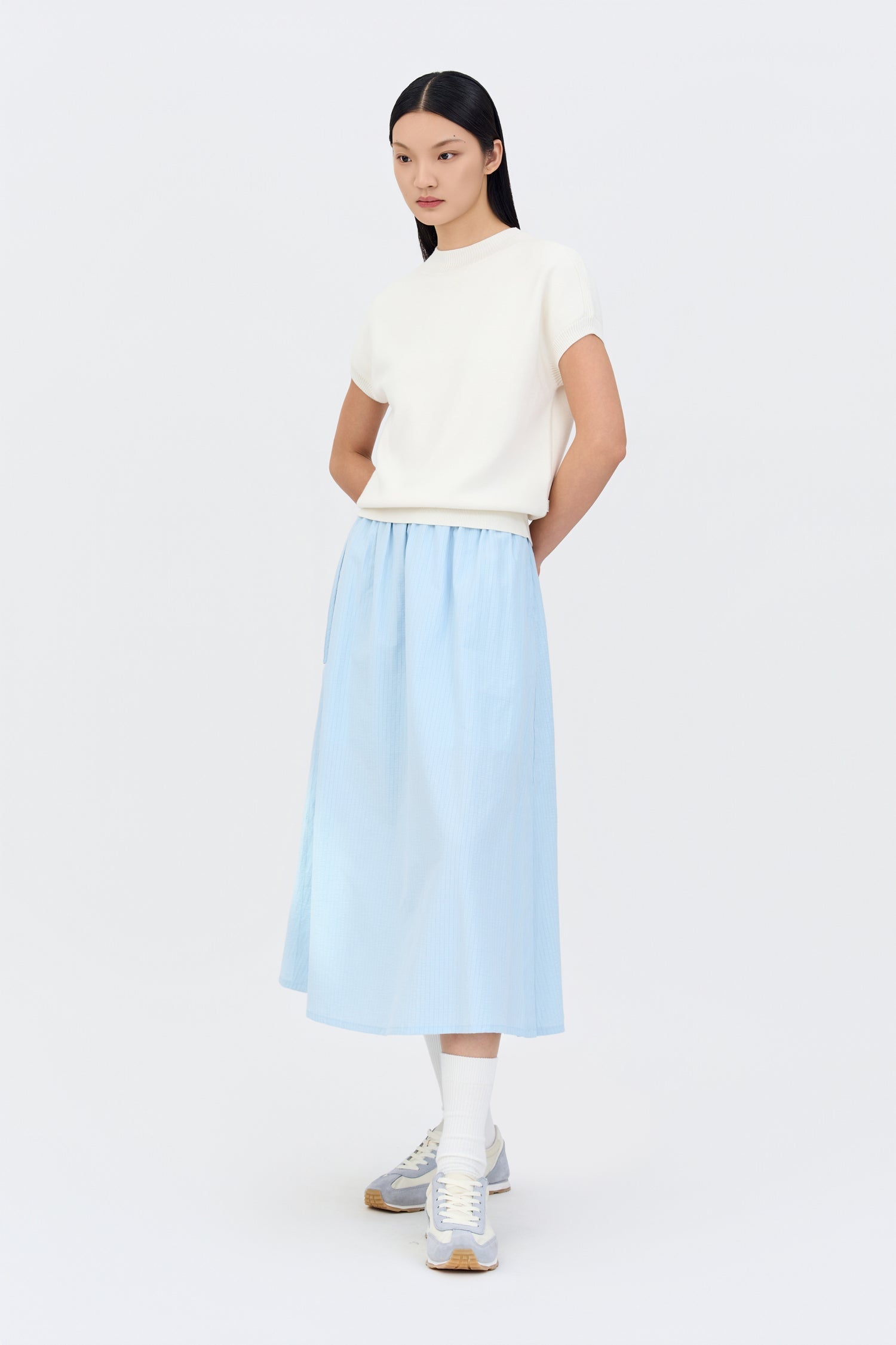Gathered Skirt - Sky Blue