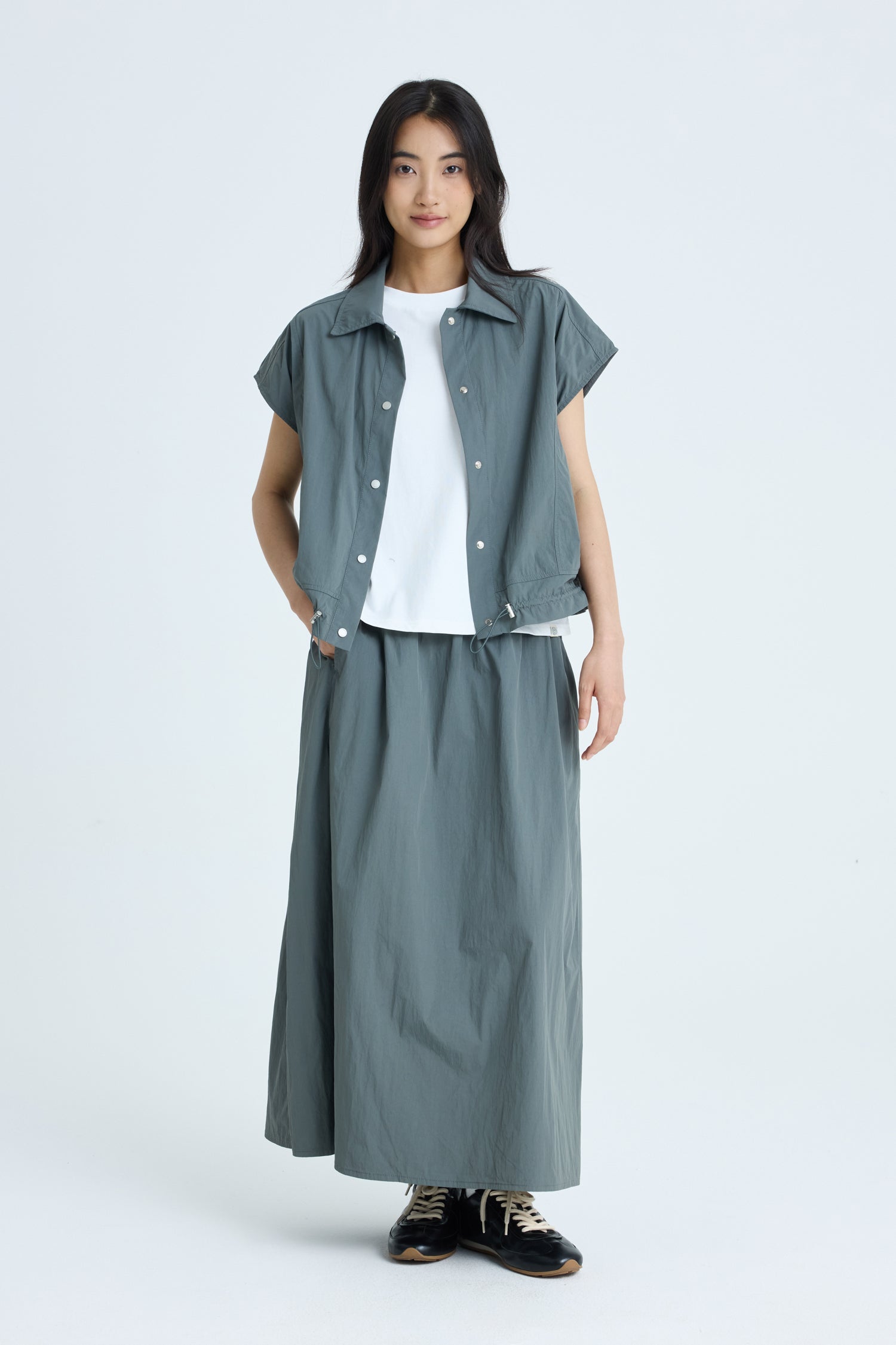 Side Buckle Skirt - Dark Moss
