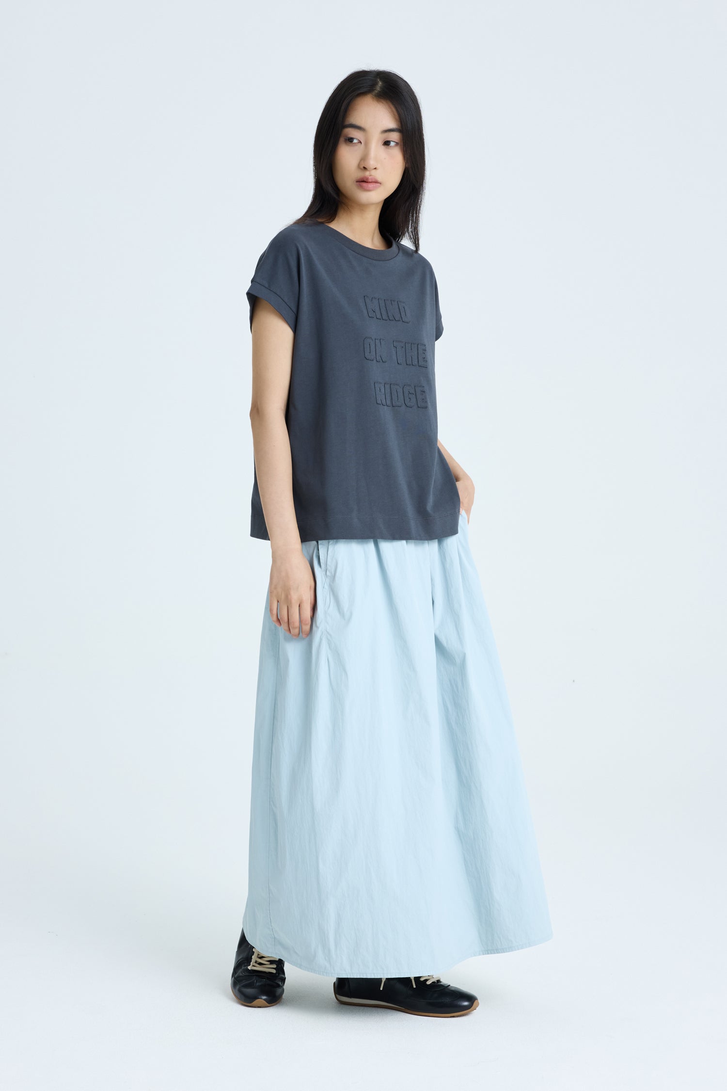 Side Buckle Skirt - Dusty Blue