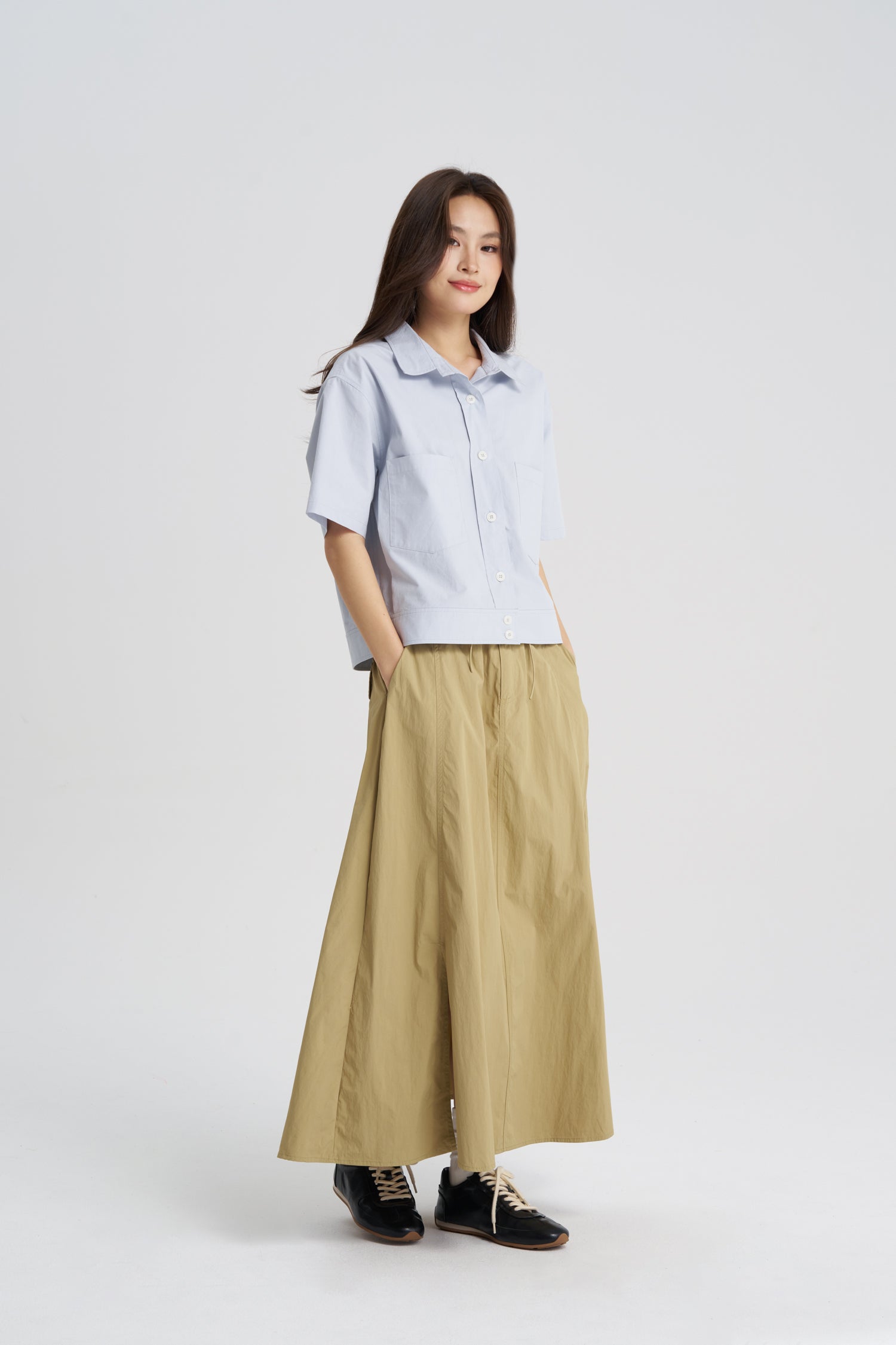 Flare Long Skirt - Khaki – The Restyle Trait Malaysia