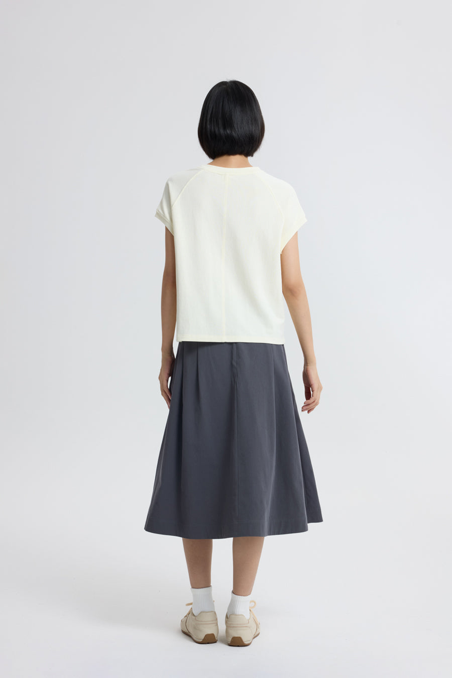 Side Pleats Skirt - Charcoal