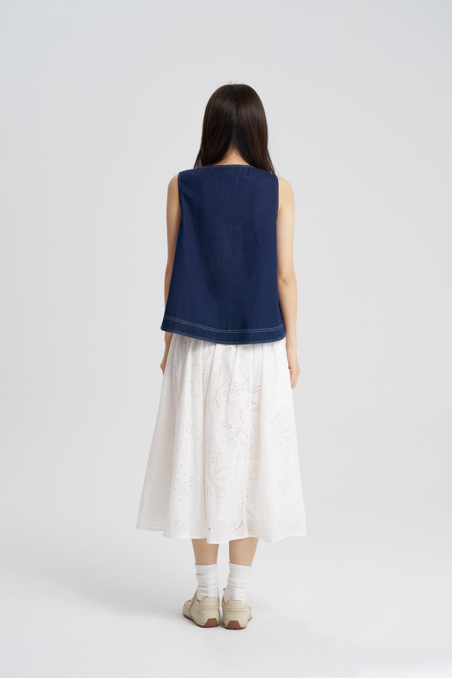Broderie Flare Skirt - Cream