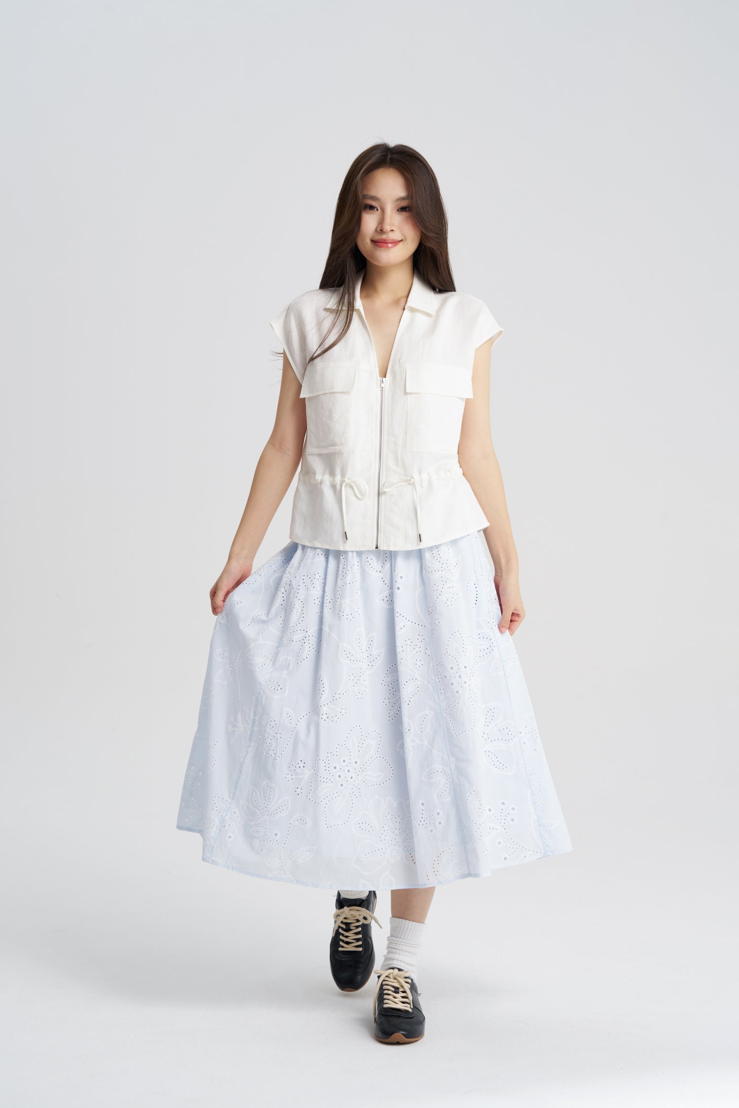 Broderie Flare Skirt - Sky Blue – The Restyle Trait Malaysia