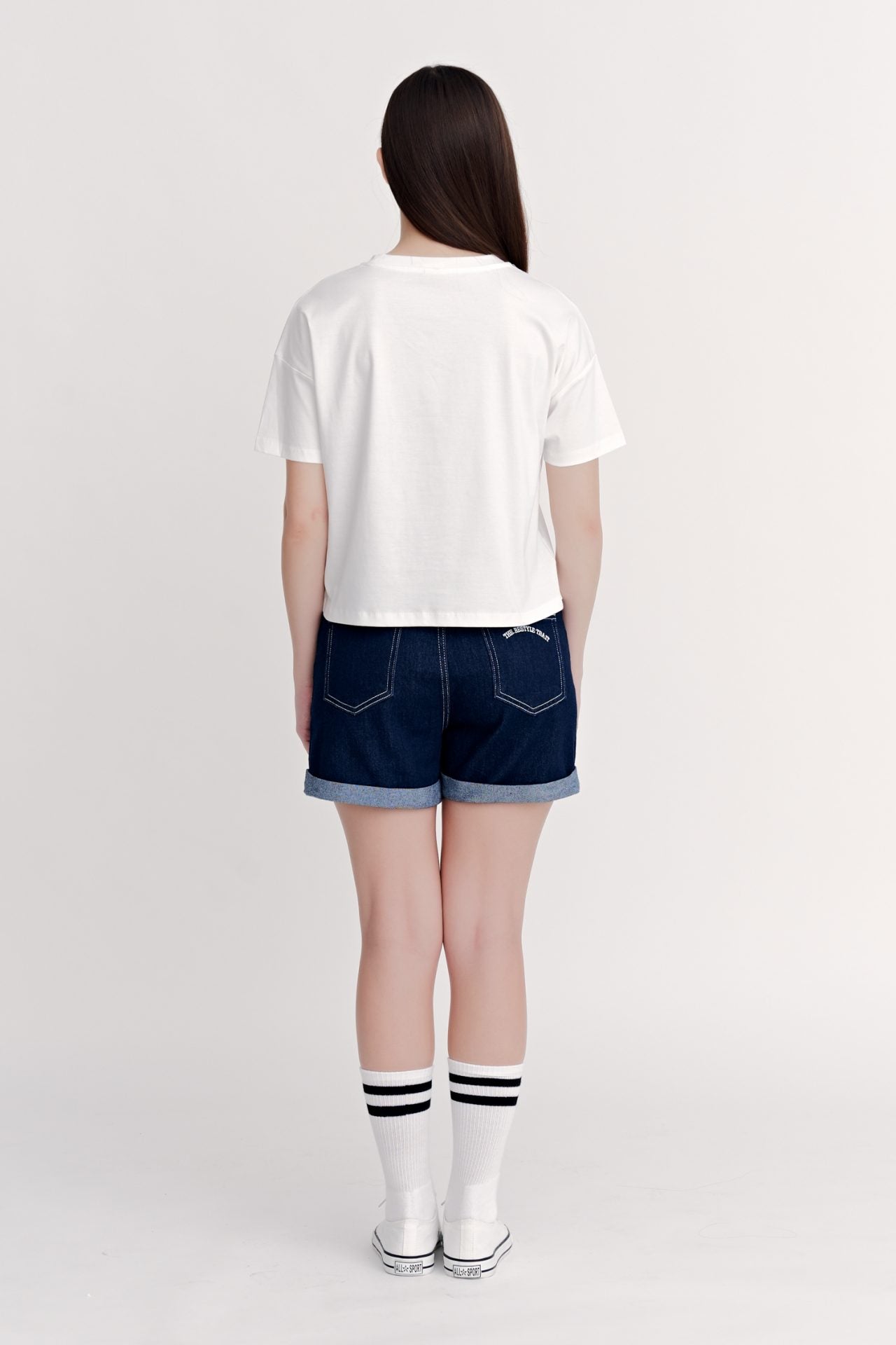 Welt Pocket Embroidery Tee - Cream