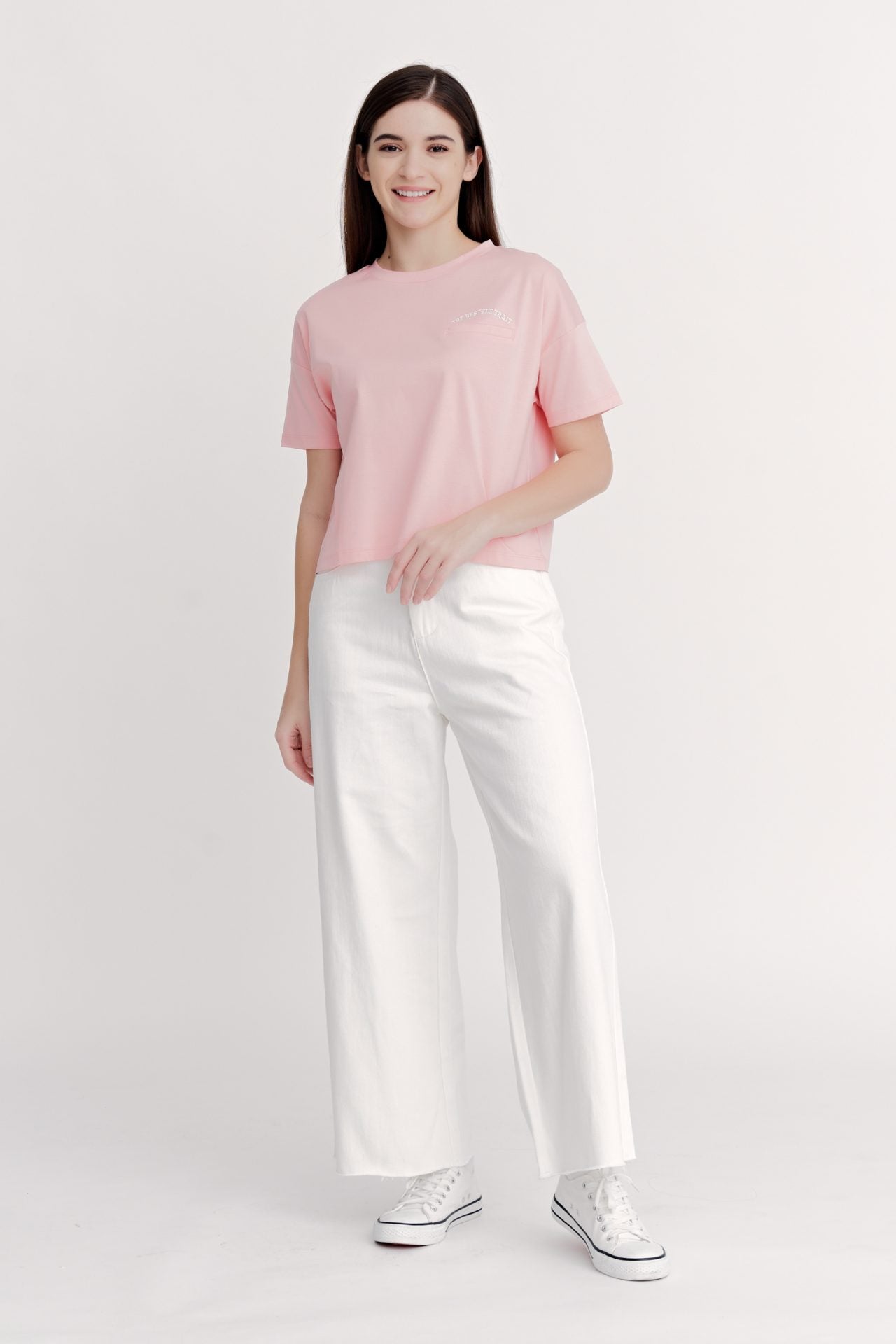 Welt Pocket Embroidery Tee - Salmon