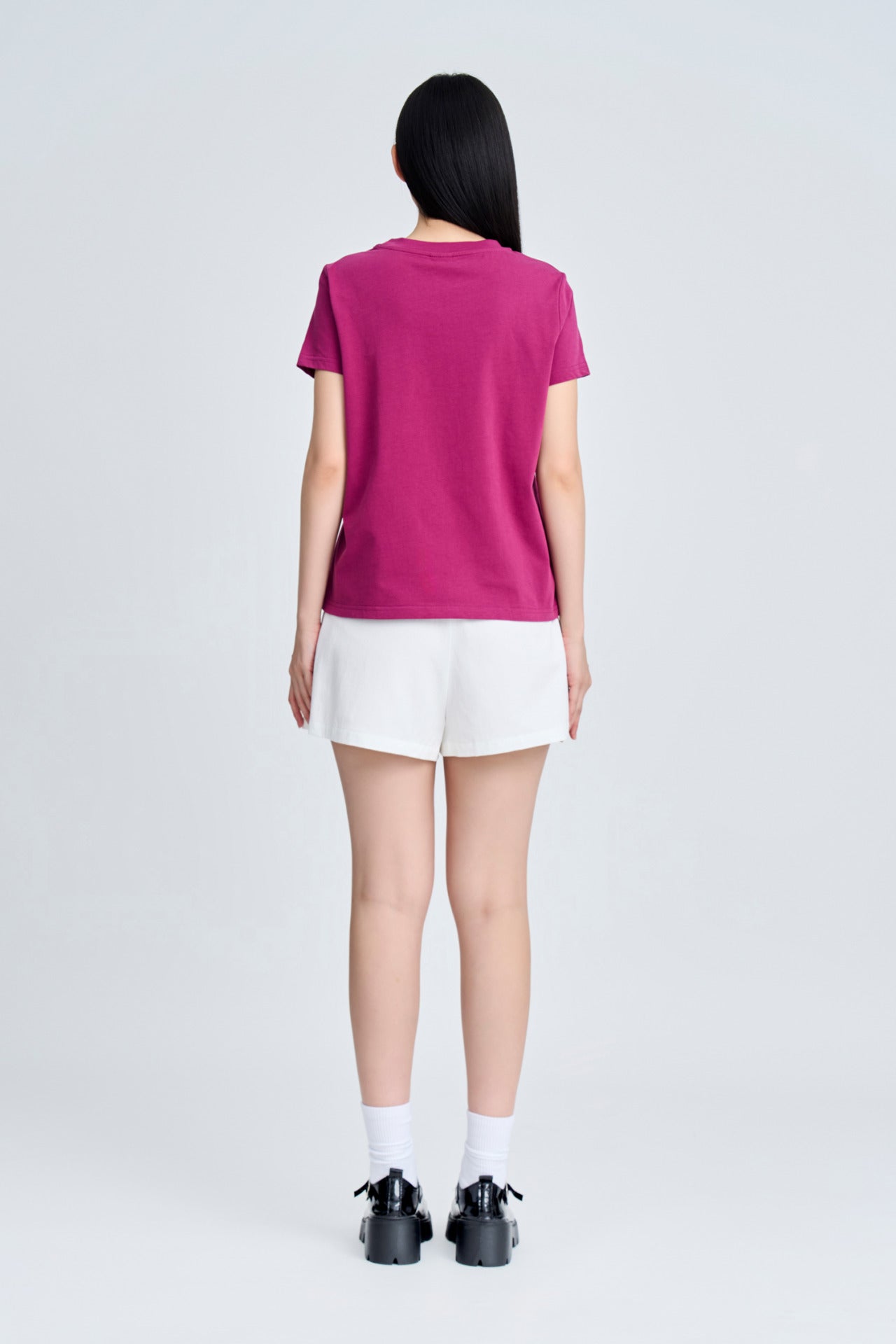Shoulder Button Tee - Plum