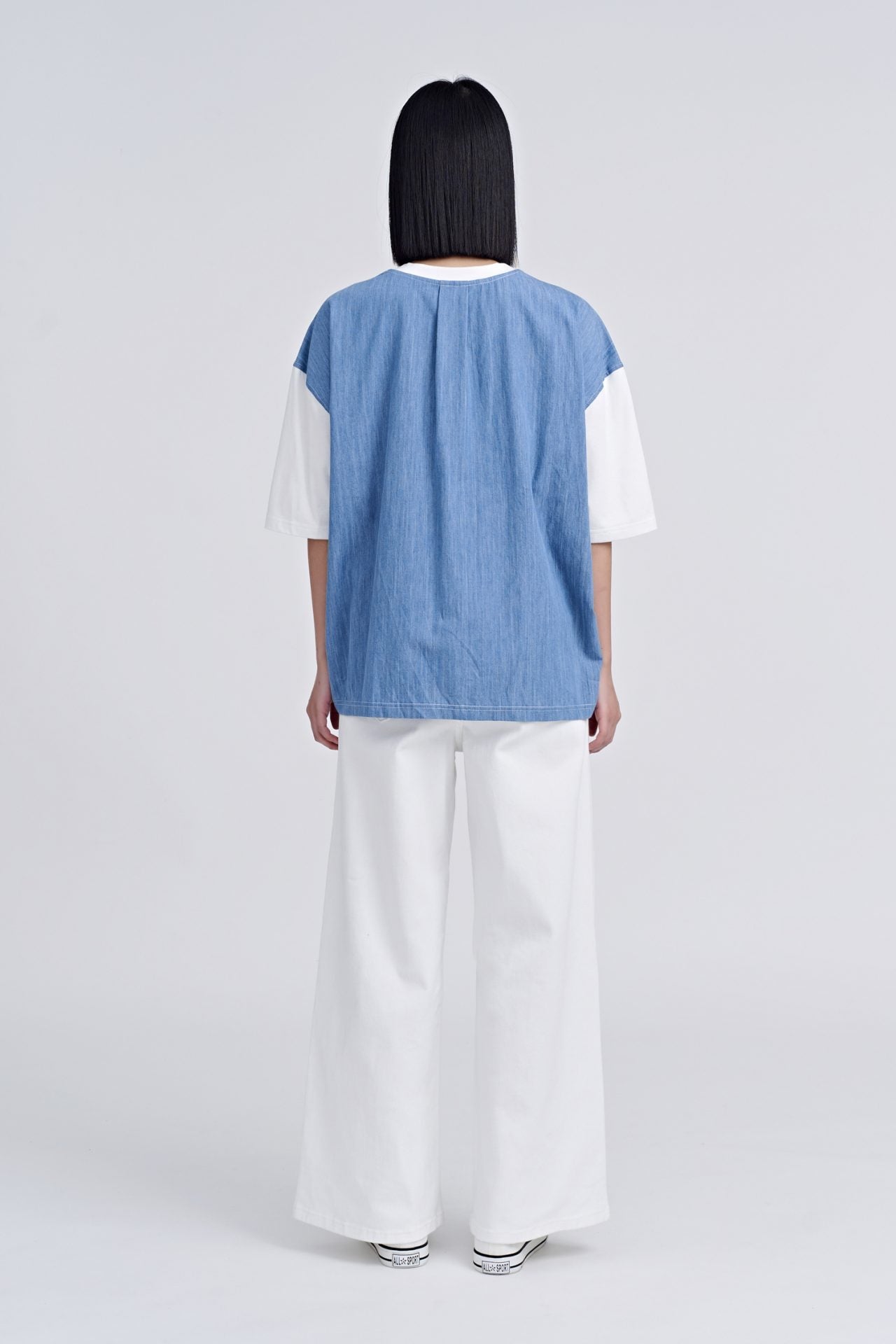 Contrast Fabric Oversized Tee