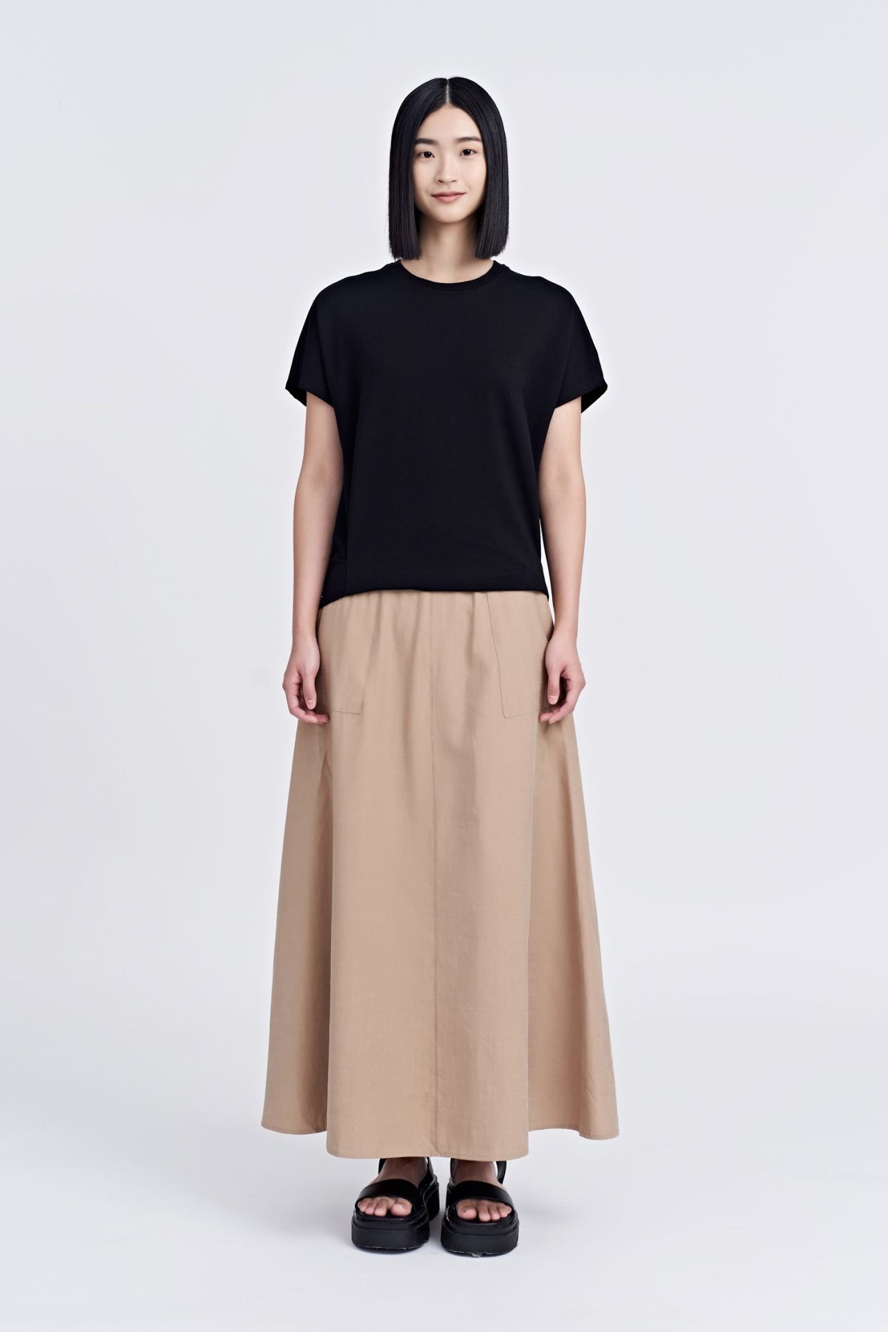 Snap Button Tee - Black