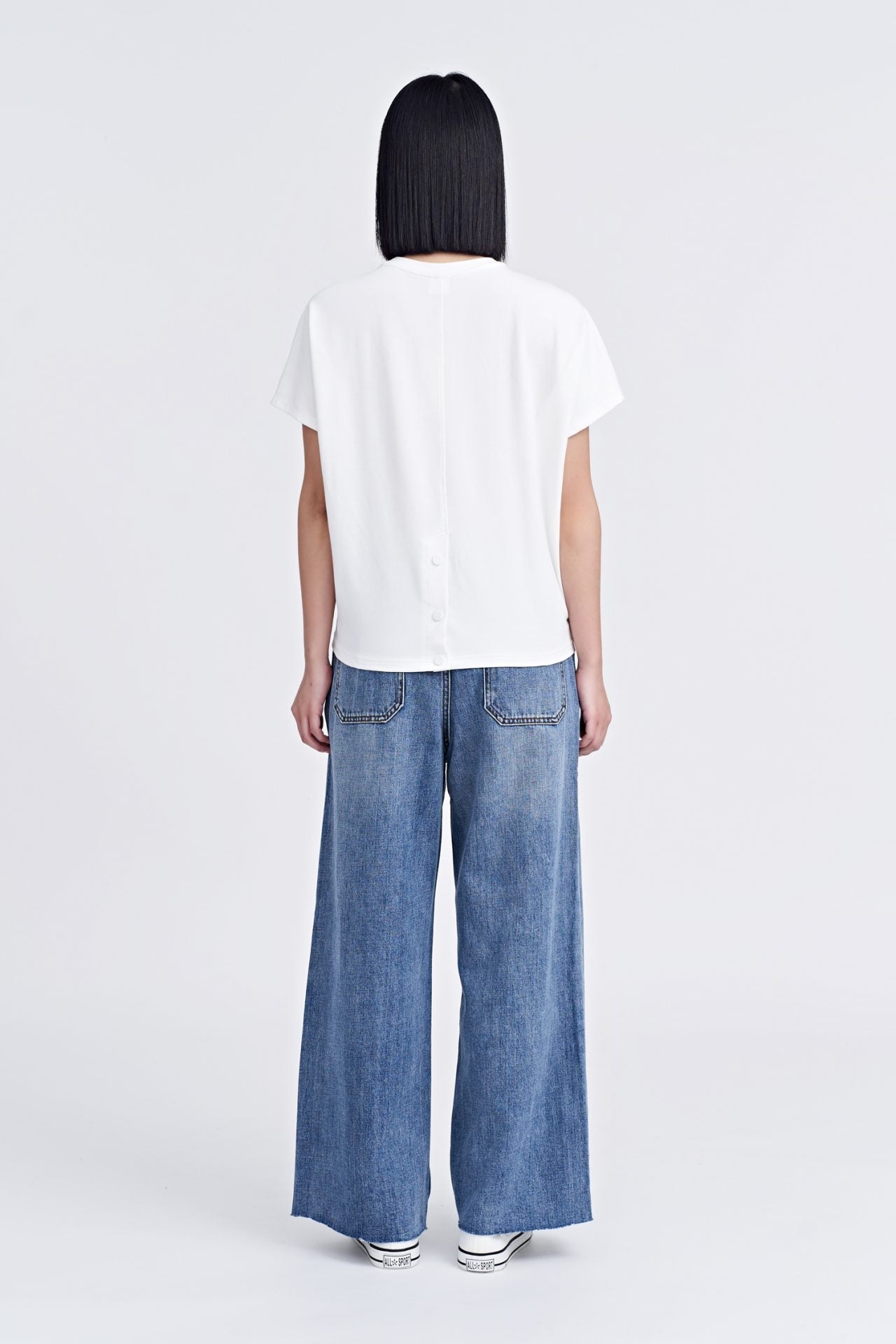 Snap Button Tee - Cream