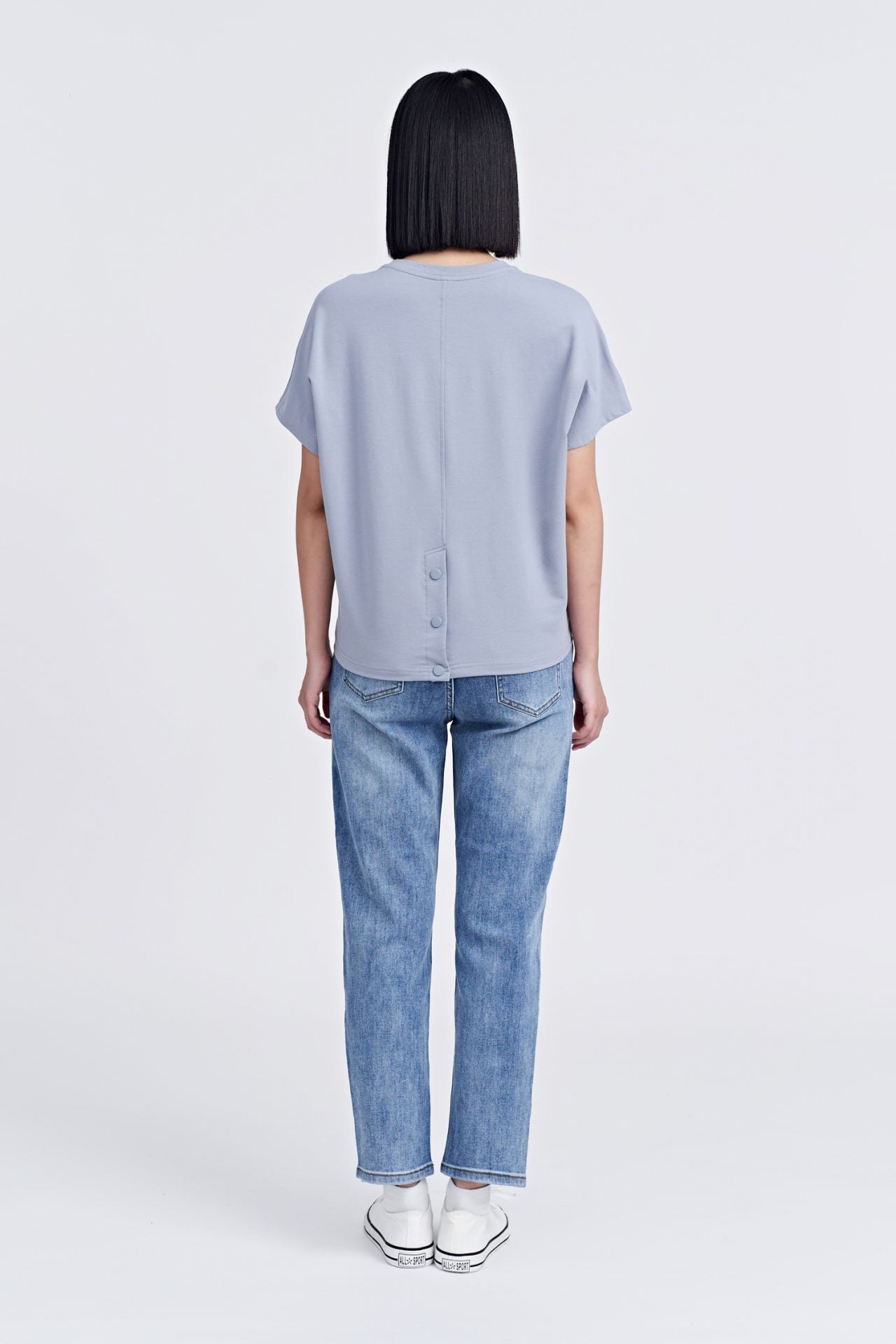 Snap Button Tee - Dusty Blue