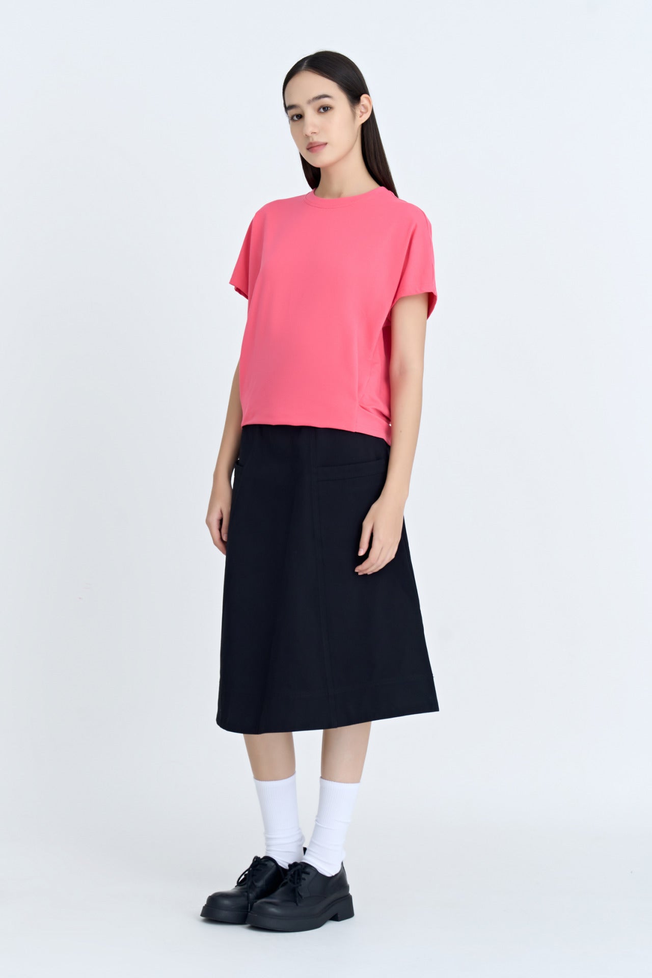 Snap Button Tee - Rose