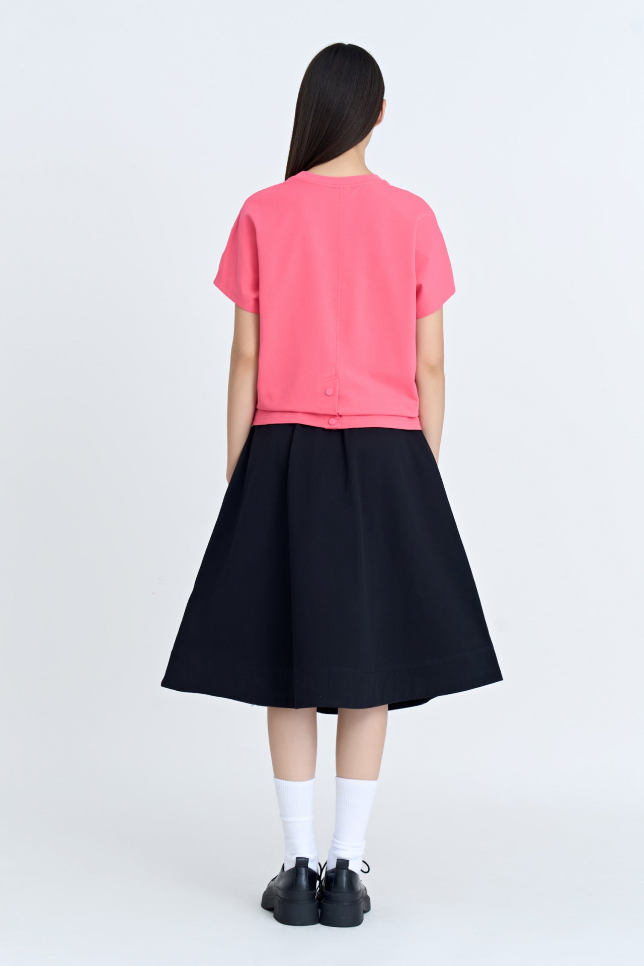 Snap Button Tee - Rose