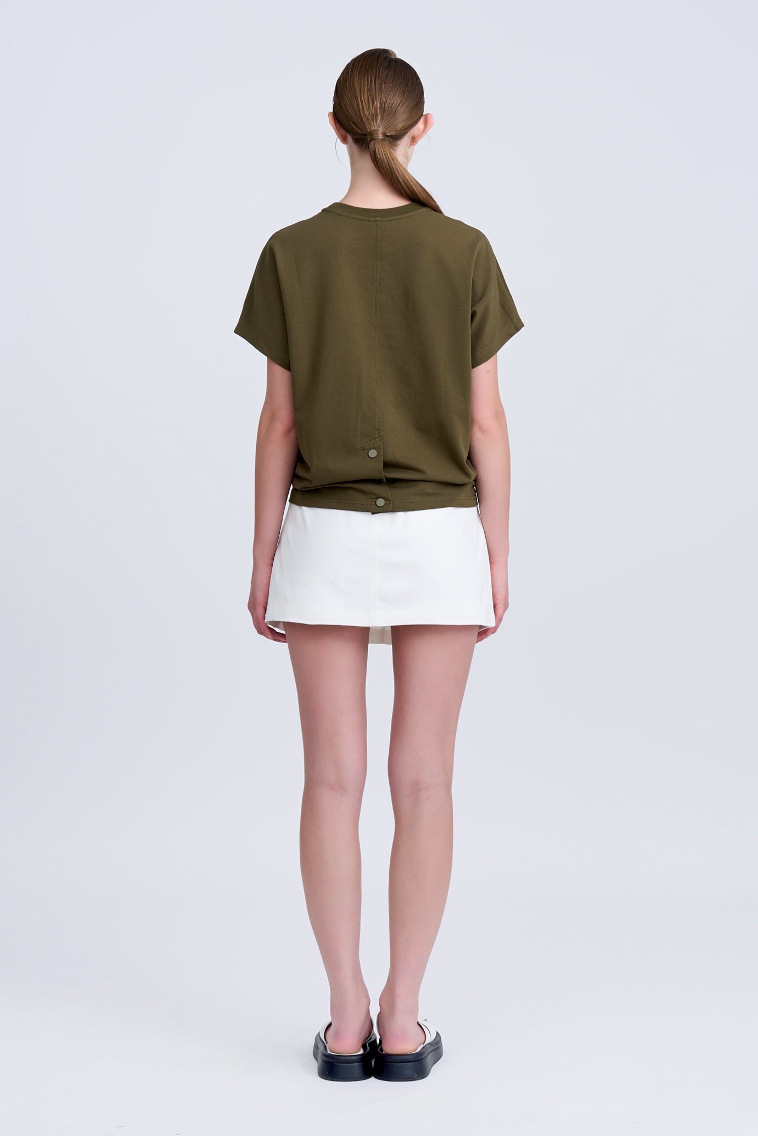 Snap Button Tee - Army Green