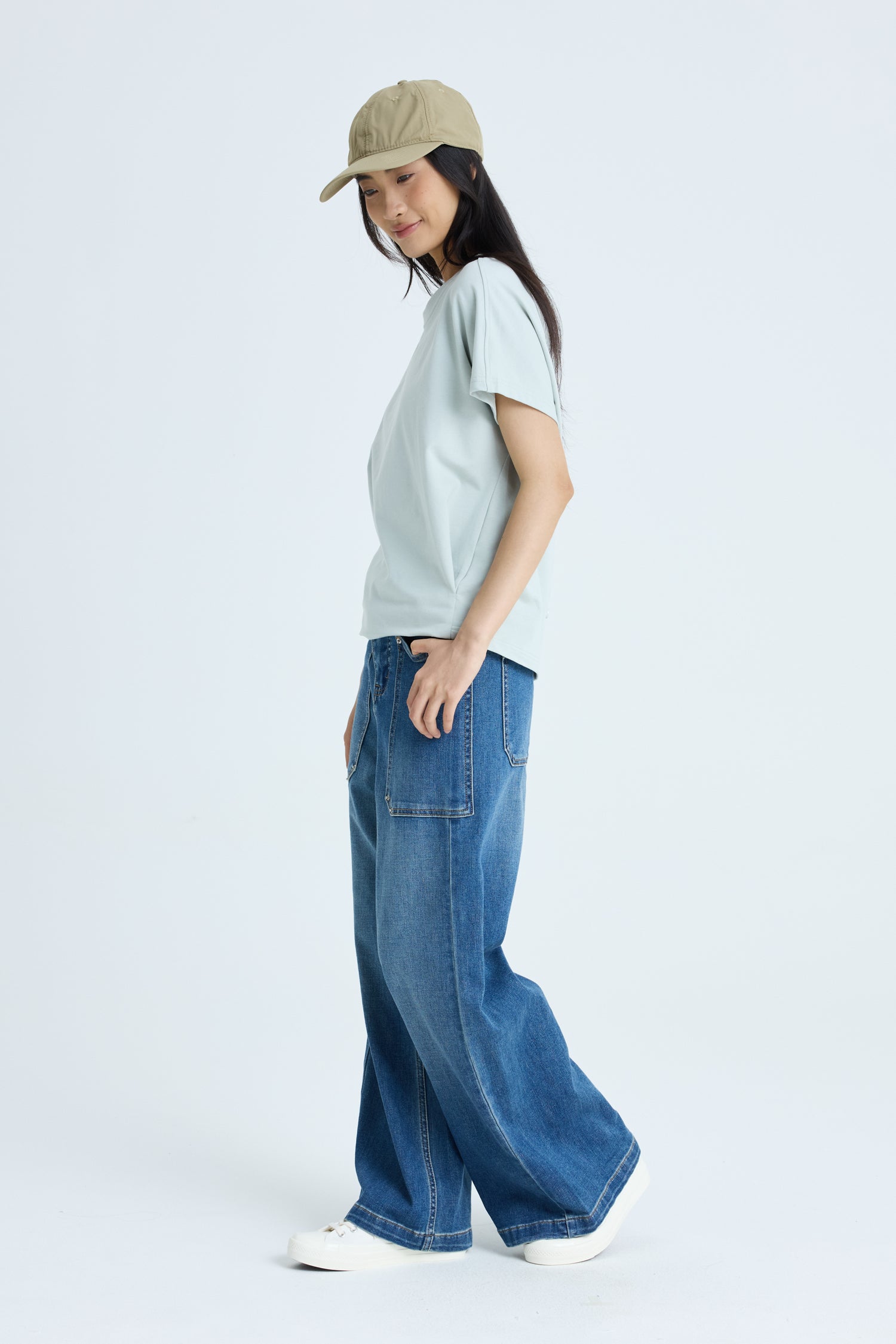 Snap Button Tee - Stone