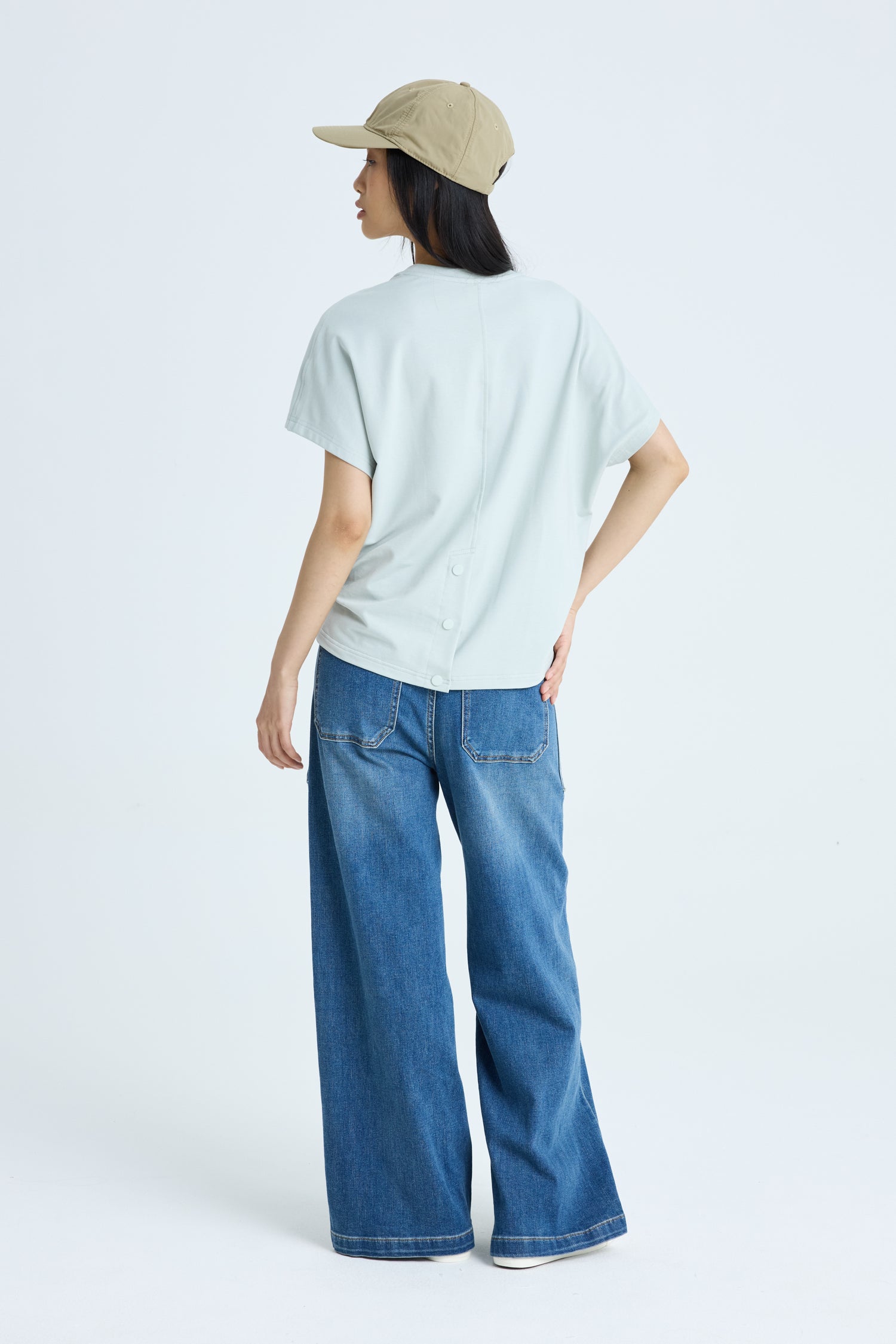 Snap Button Tee - Stone