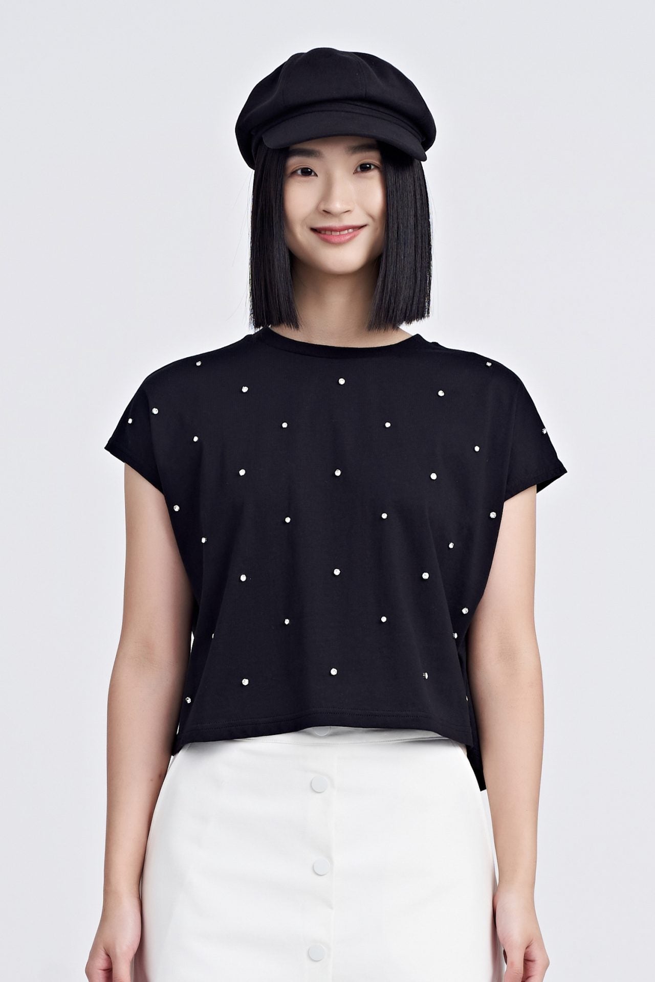 Rhinestone-Embellished Tee - Black – The Restyle Trait Malaysia