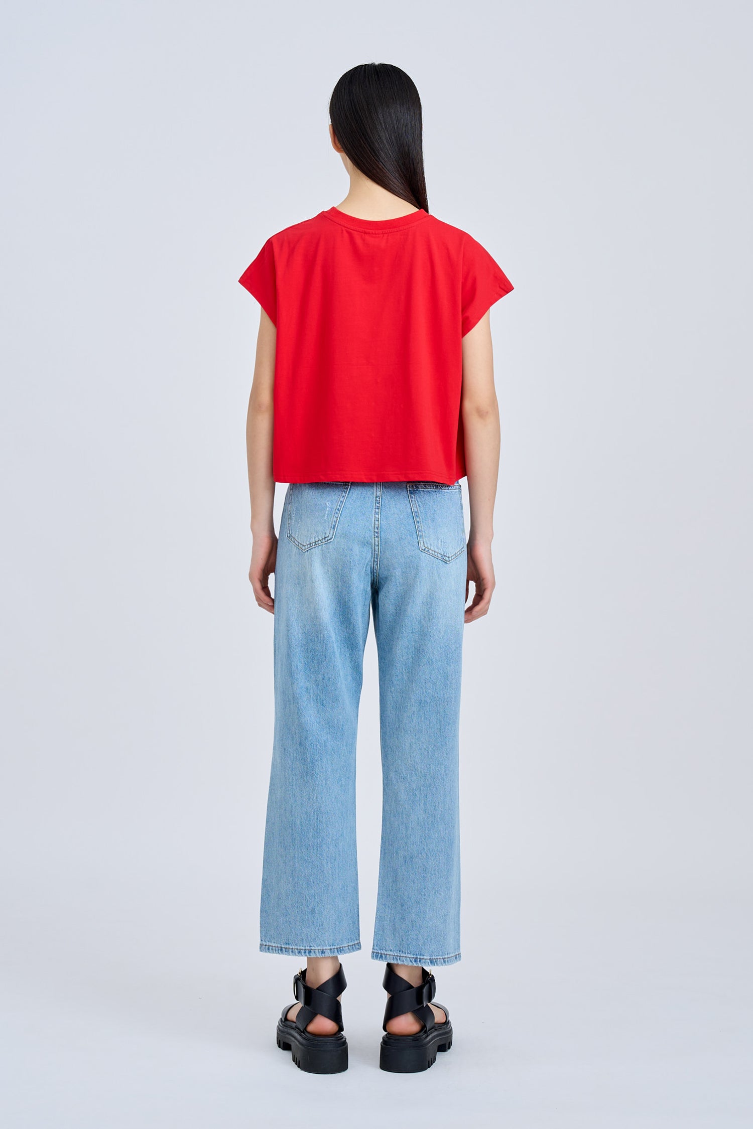 Rhinestone-Embellished Tee - Red