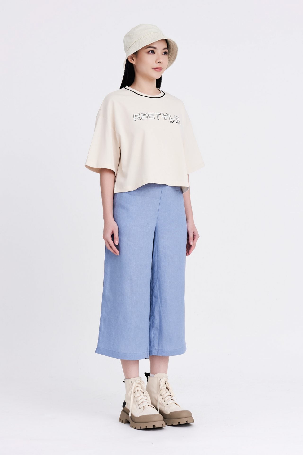 Cropped Restyle Tee - Sand