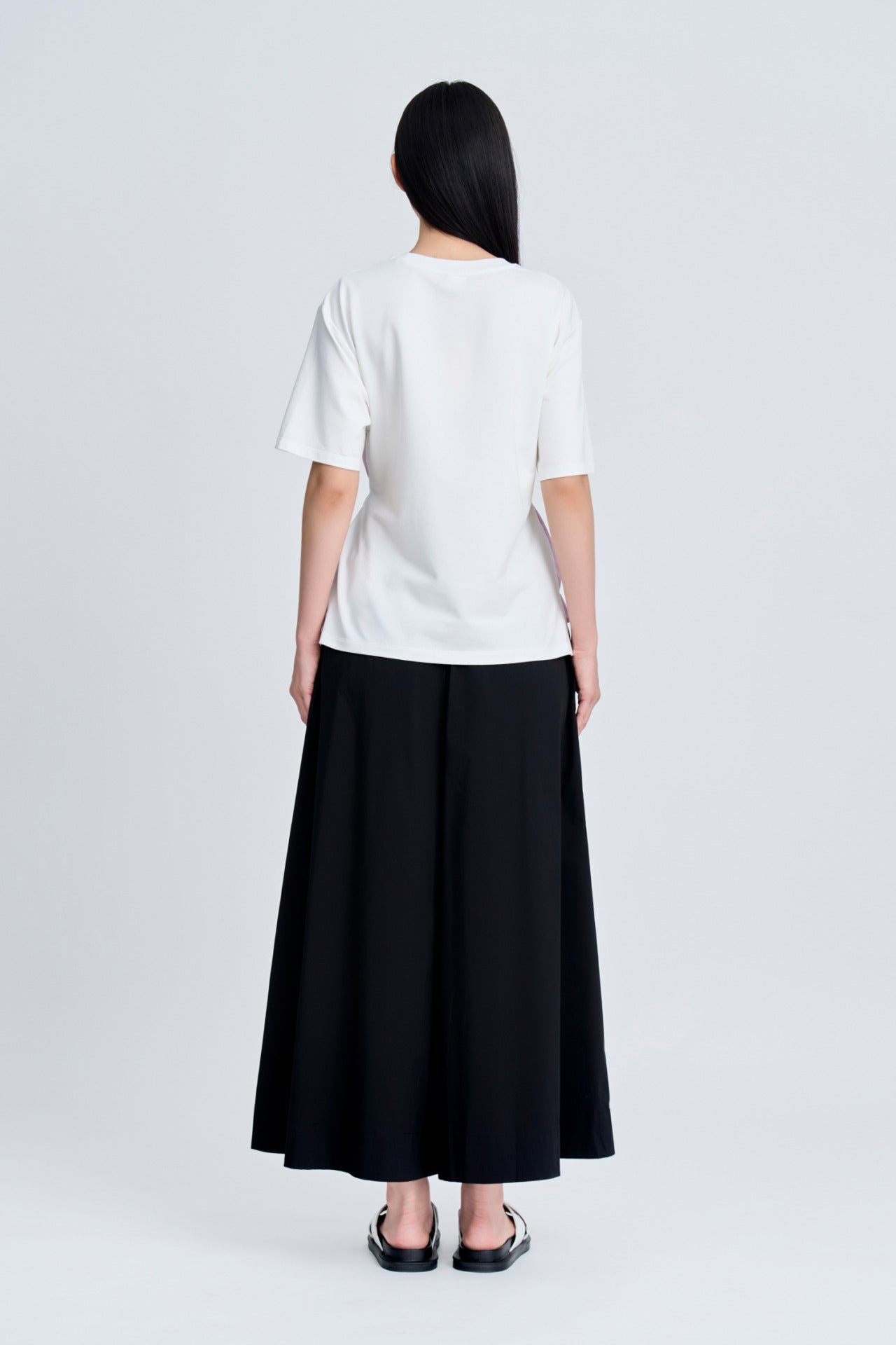 Asymmetric Mixed Fabric Top - Lilac