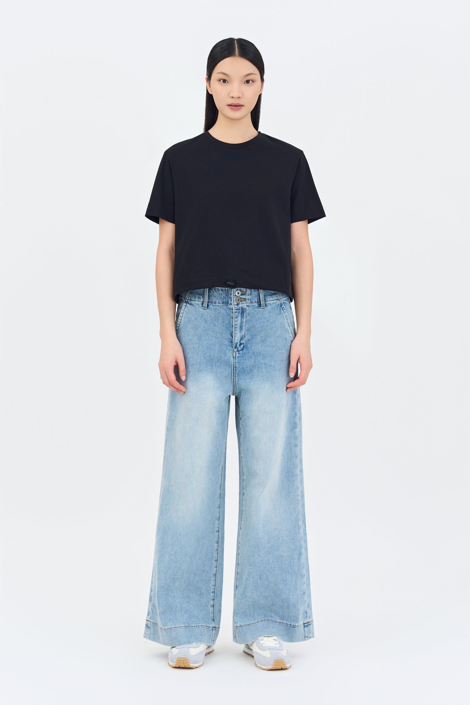 Short Sleeve Drawcord Tee - Black