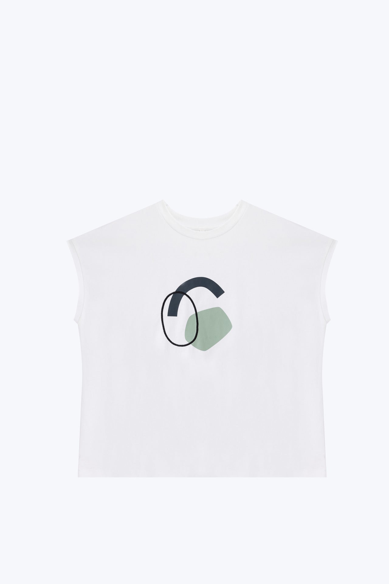 Geometric Cap Sleeve Tee - Cream