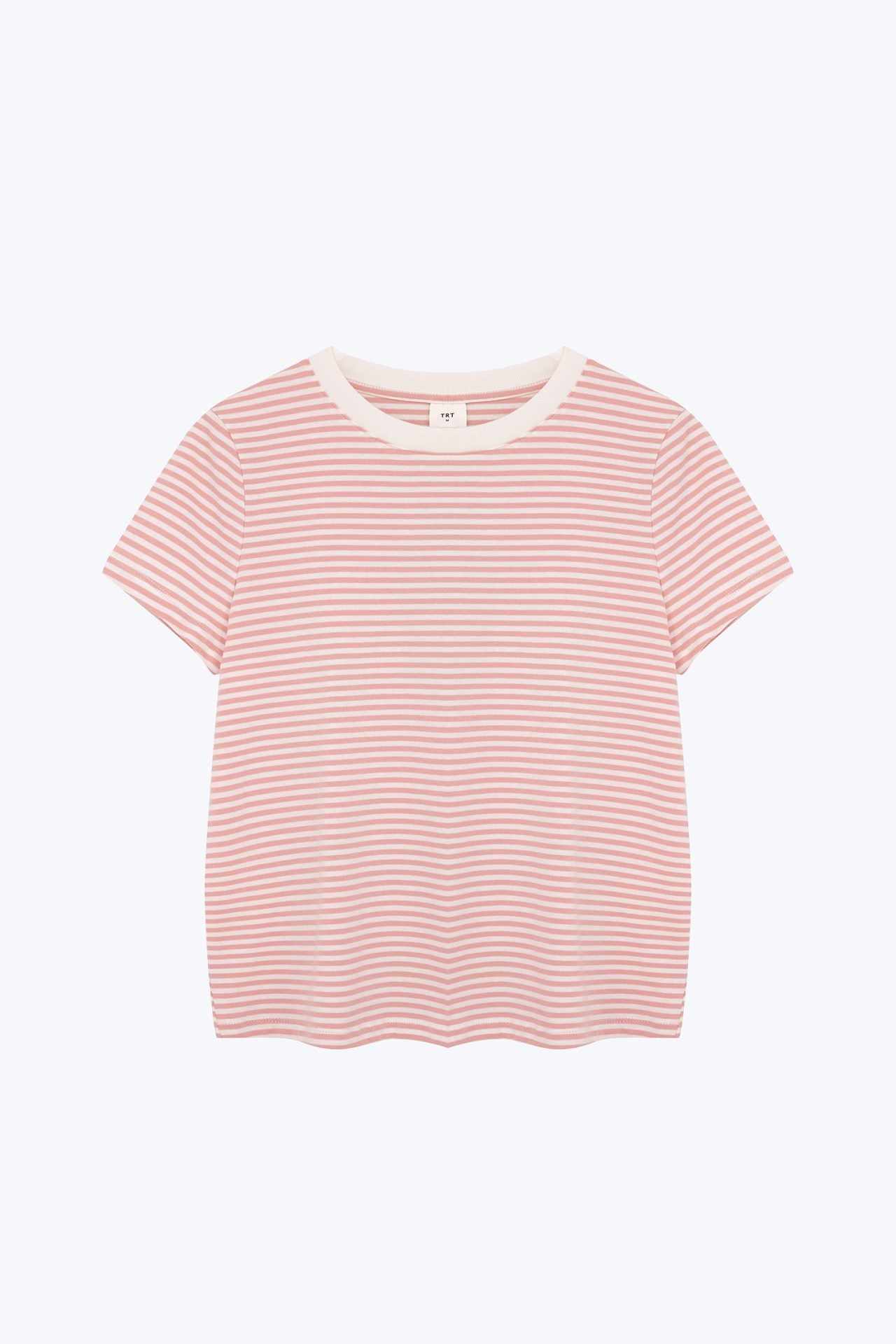 Crew Neck Striped Tee - Striped Blush