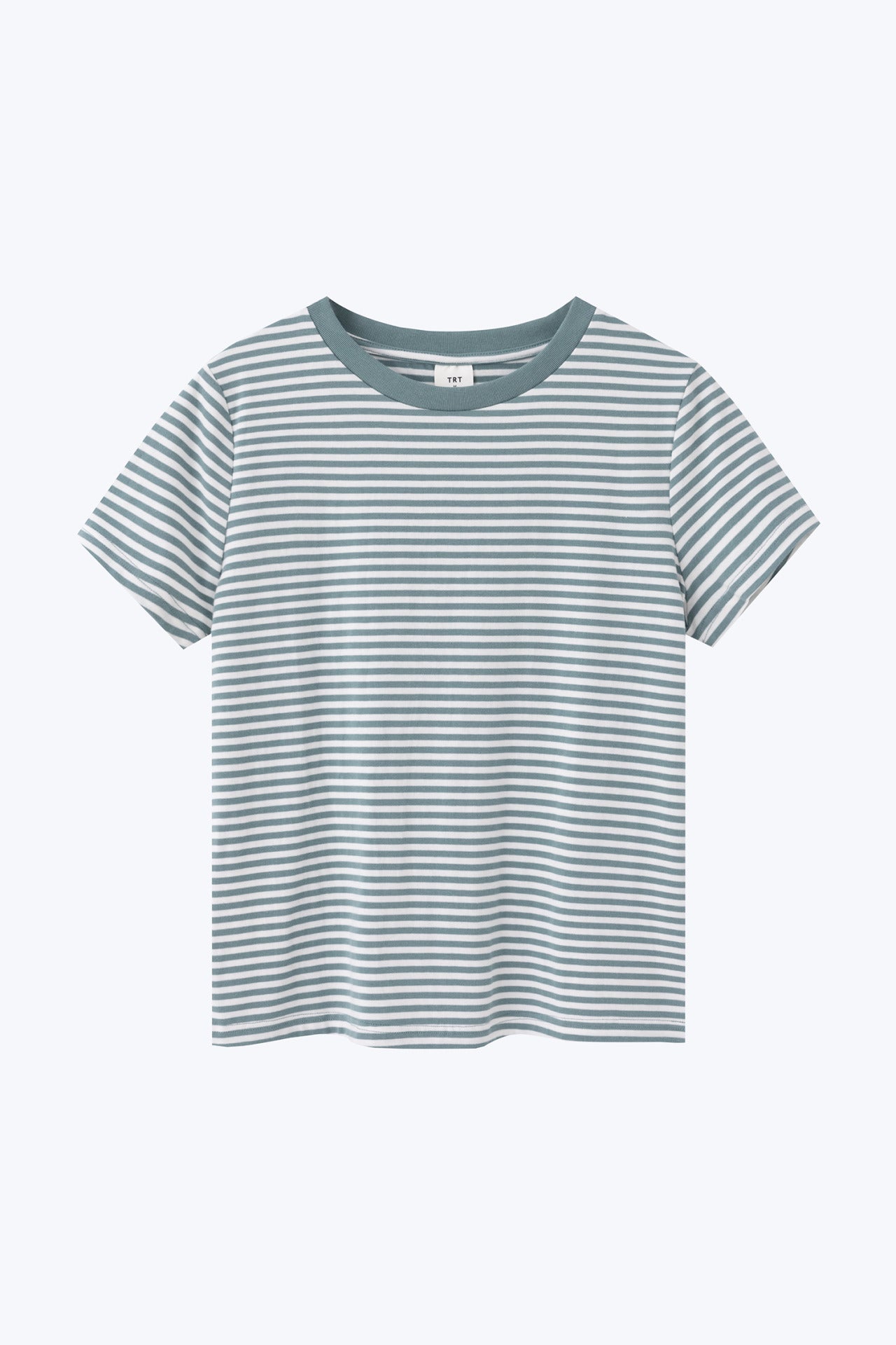 Crew Neck Striped Tee - Striped Khaki Green
