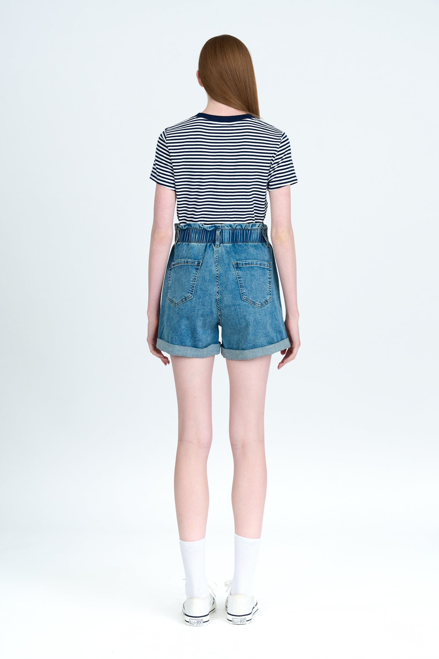 Crew Neck Striped Tee - Striped Navy