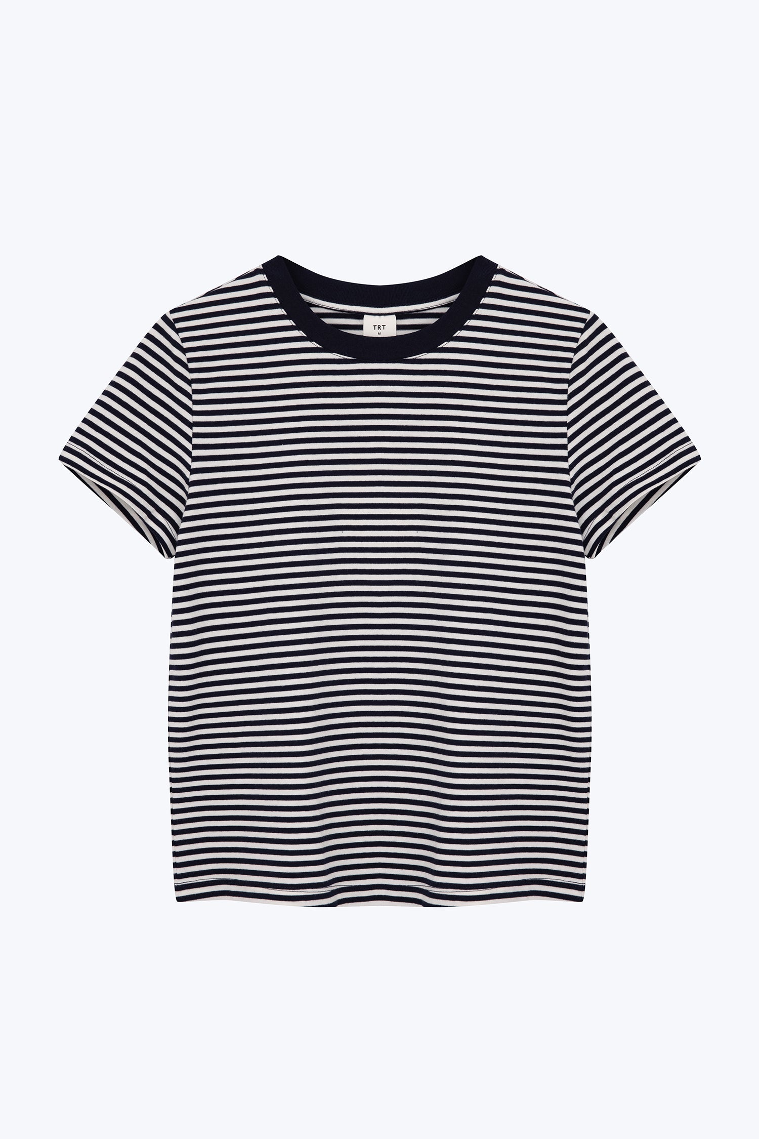 Crew Neck Striped Tee - Striped Navy