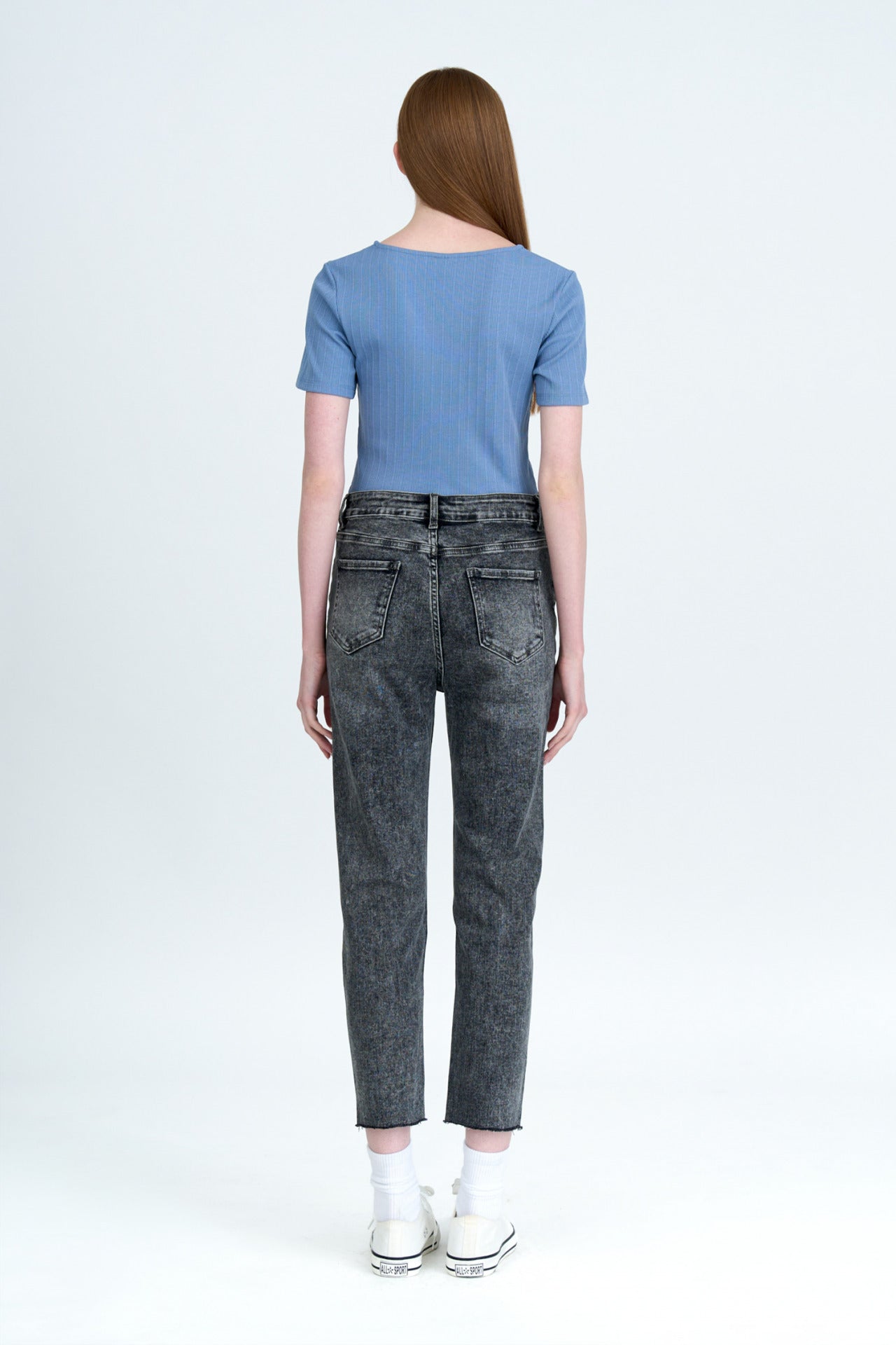 Front Ruche Tee - Dusty Blue