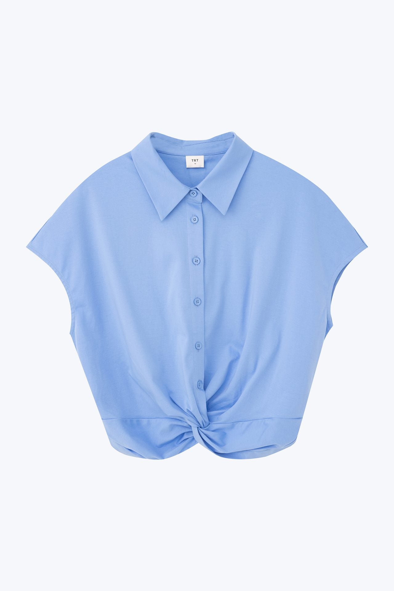 Front Twist Knot Blouse - Cornflower