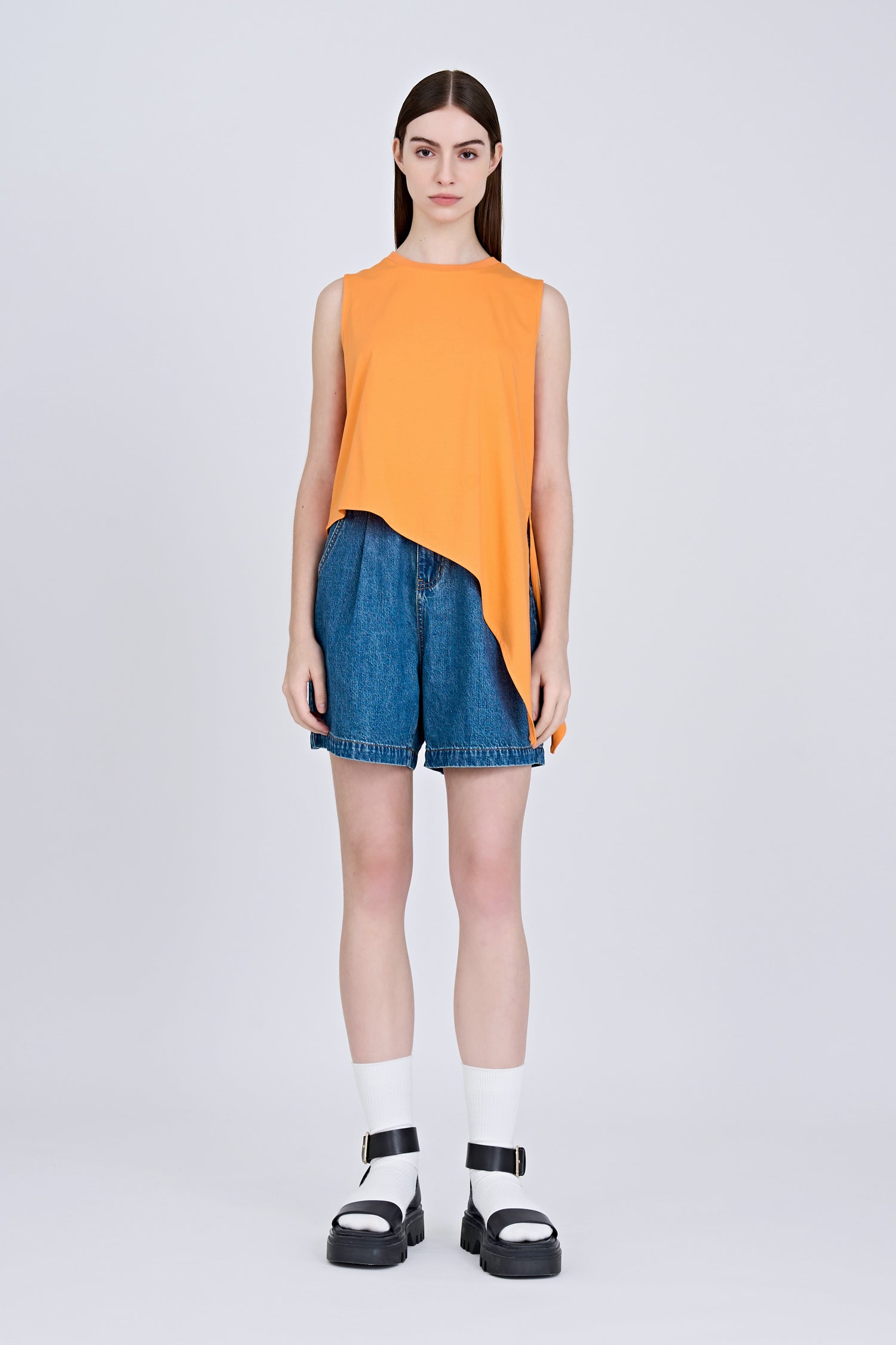 Side Knot Tee - Tangerine