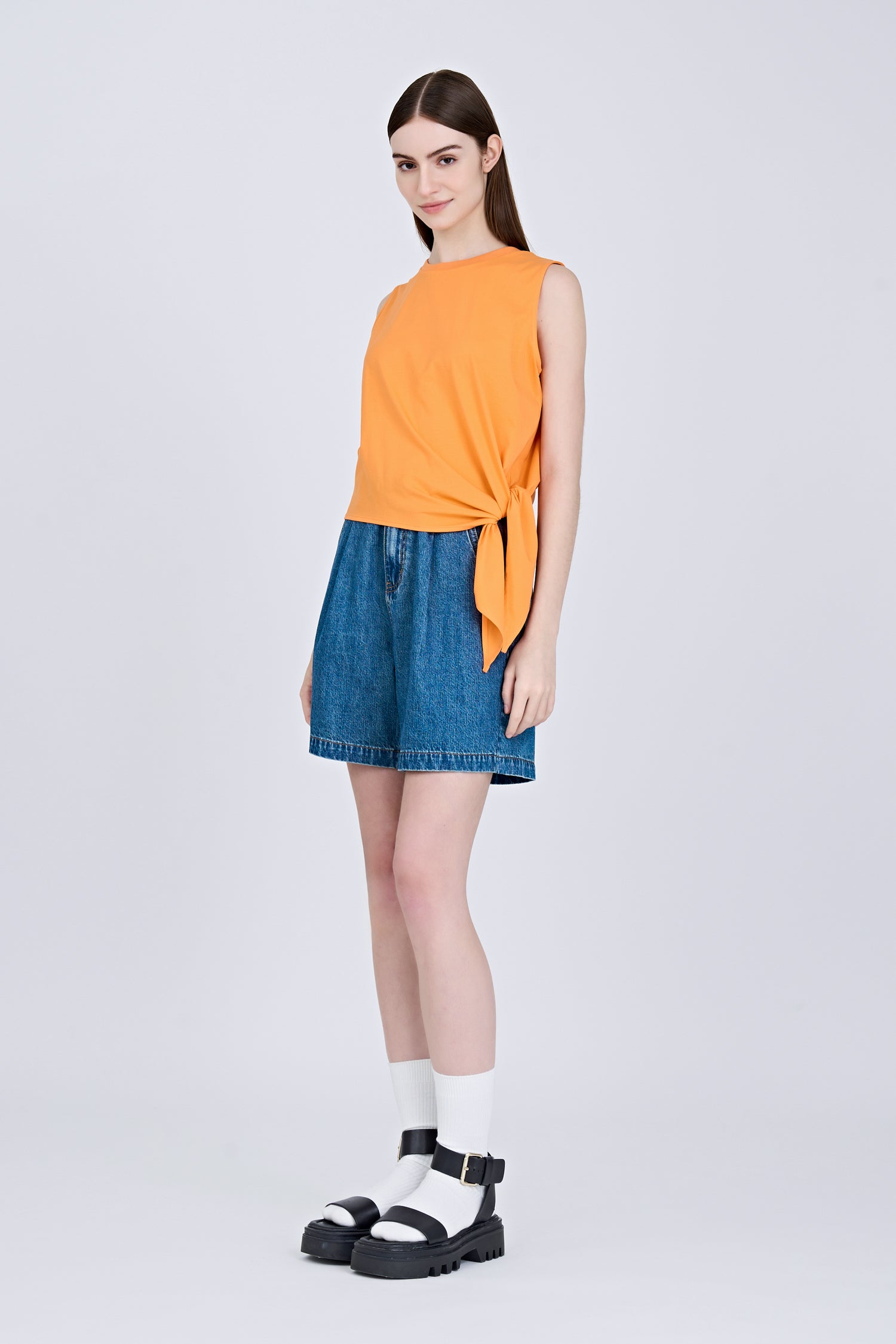 Side Knot Tee - Tangerine