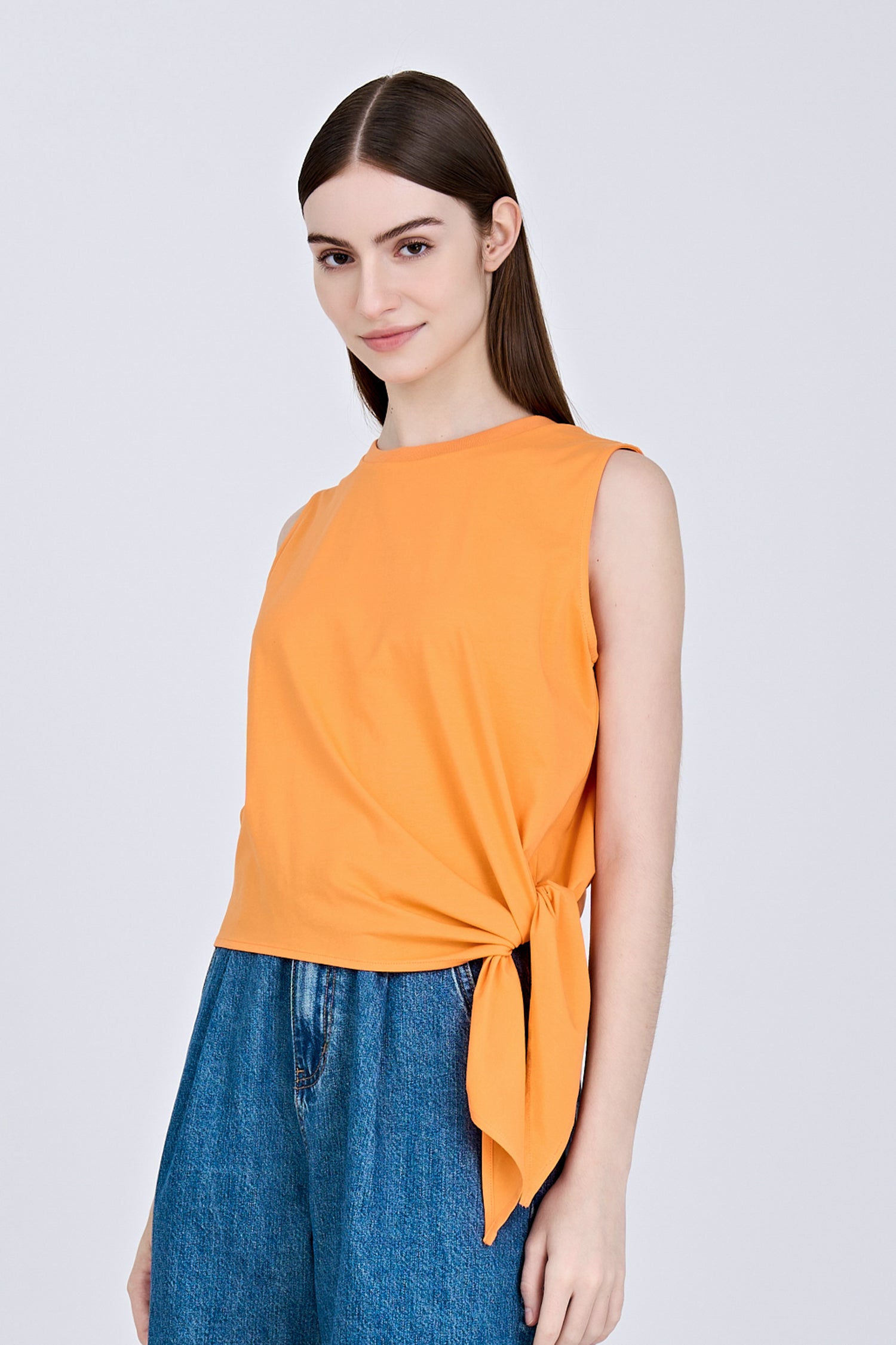 Side Knot Tee - Tangerine