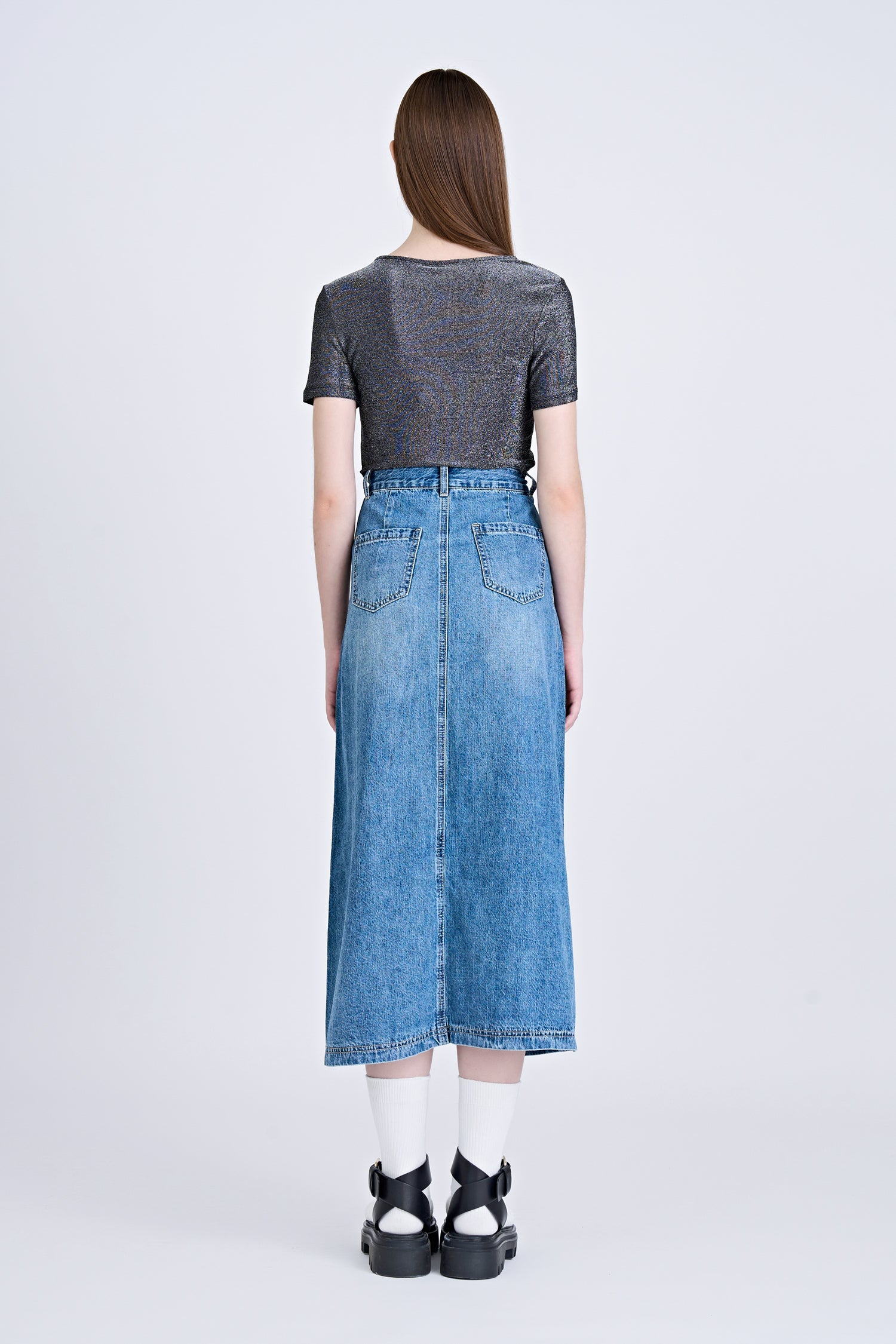 Shimmer Ruche Tee - Shimmer Black