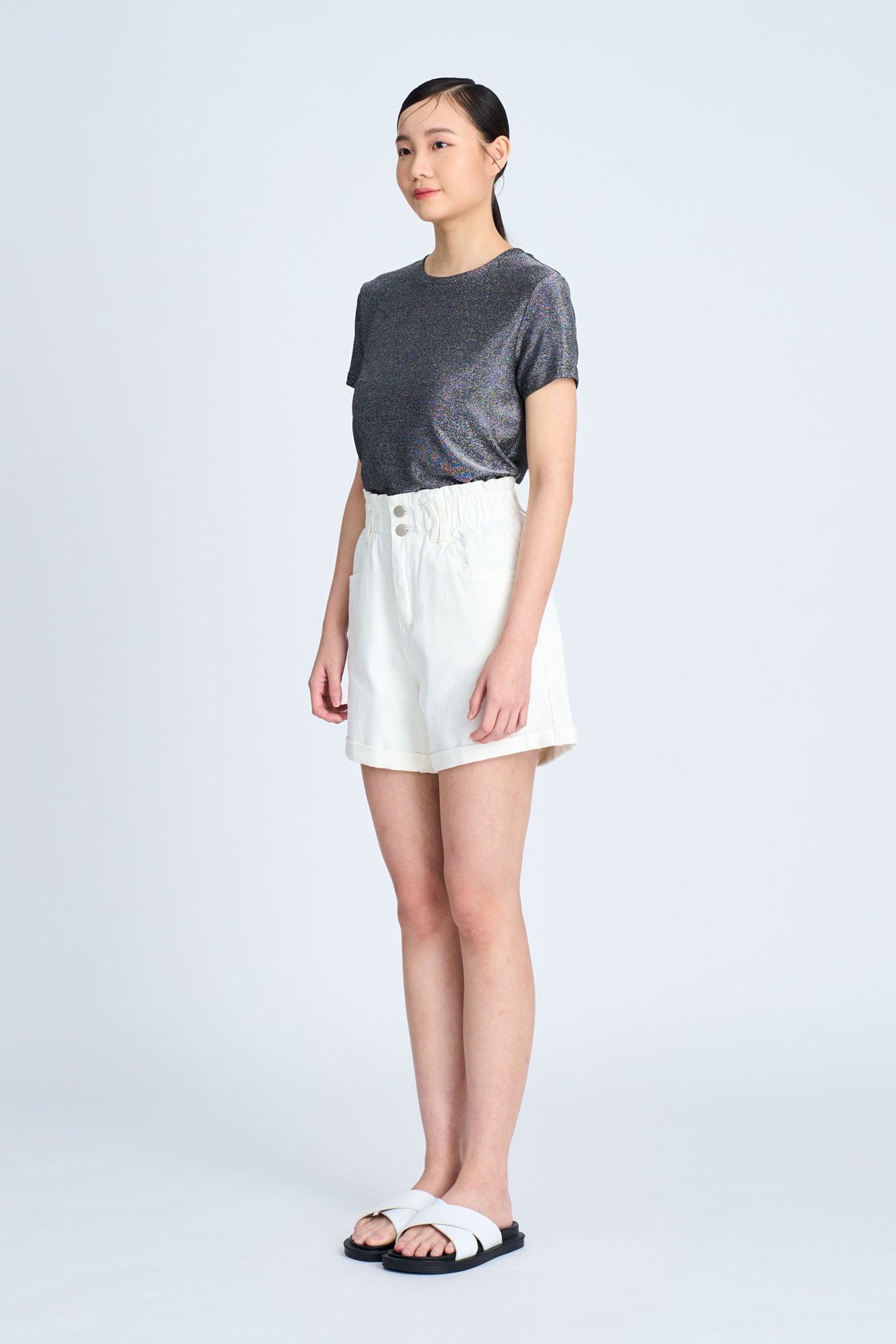 Shimmer Crew Neck Tee - Shimmer Black