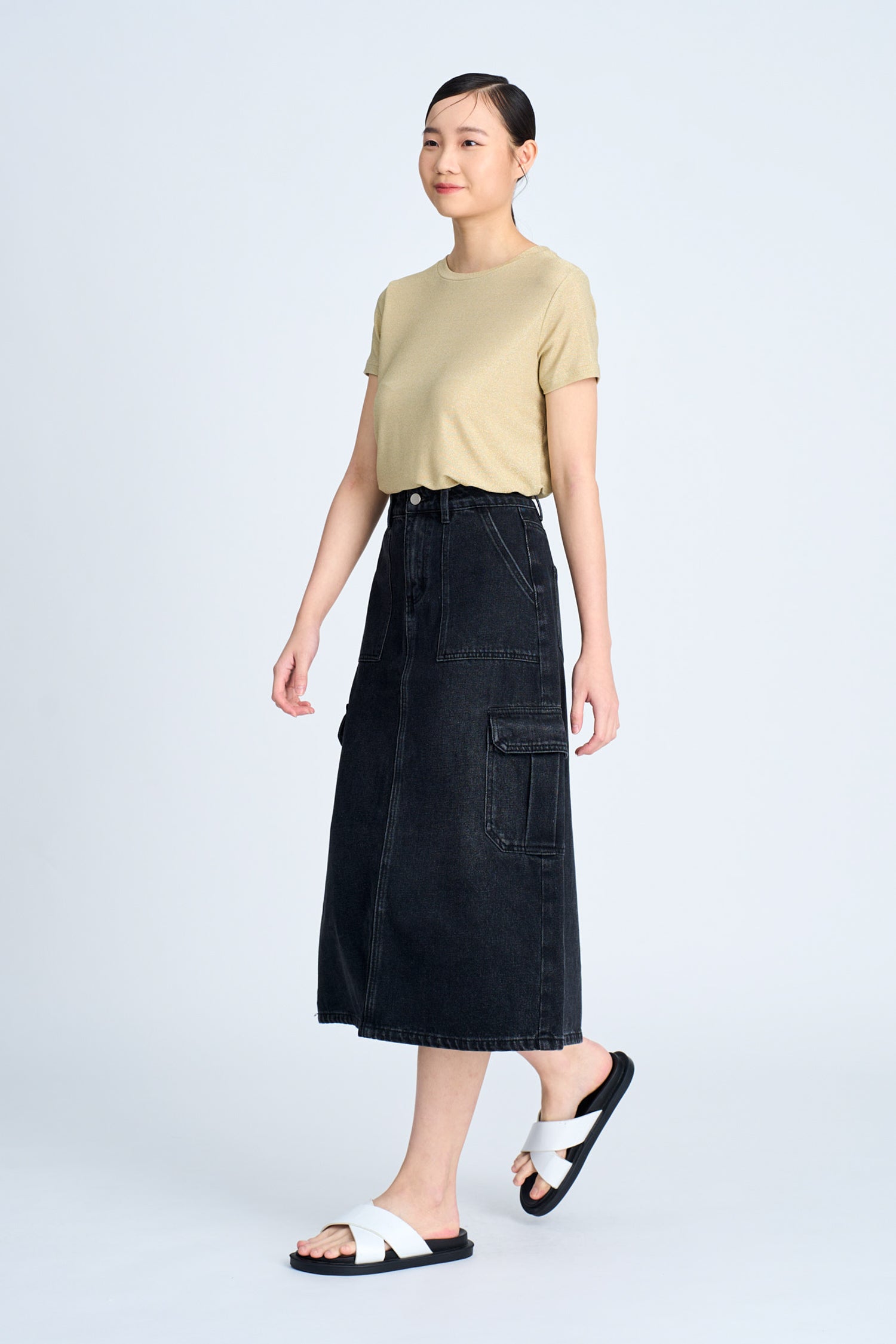 Shimmer Crew Neck Tee - Shimmer Gold