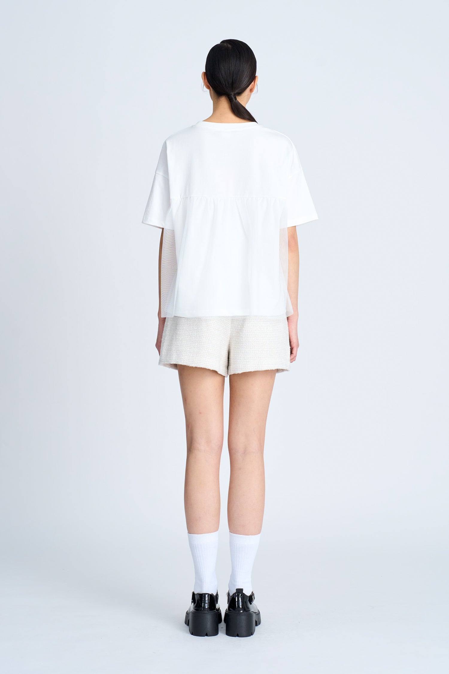 Back Mesh Tee - Cream