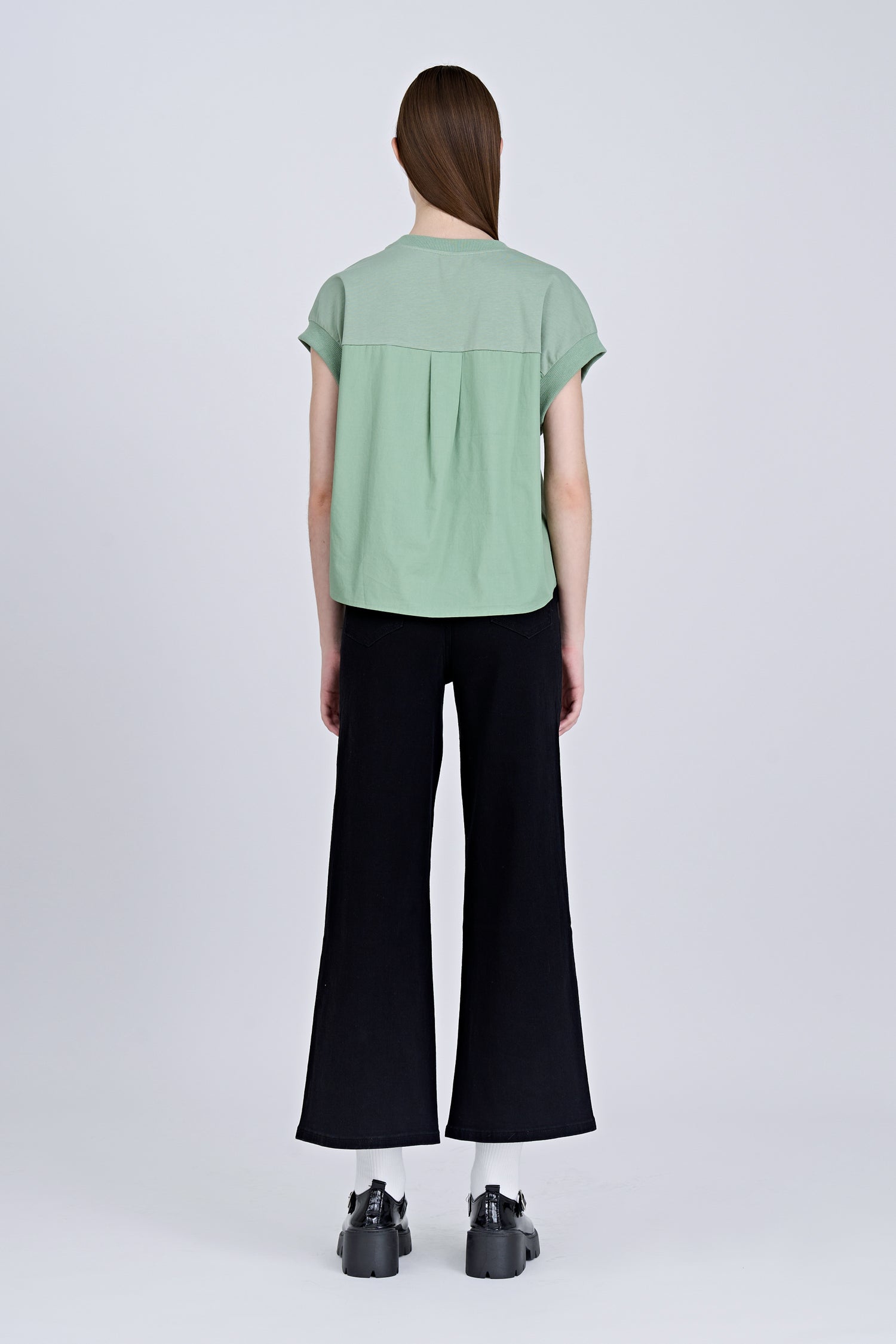 Ribbed Collar Tee - Pistachio