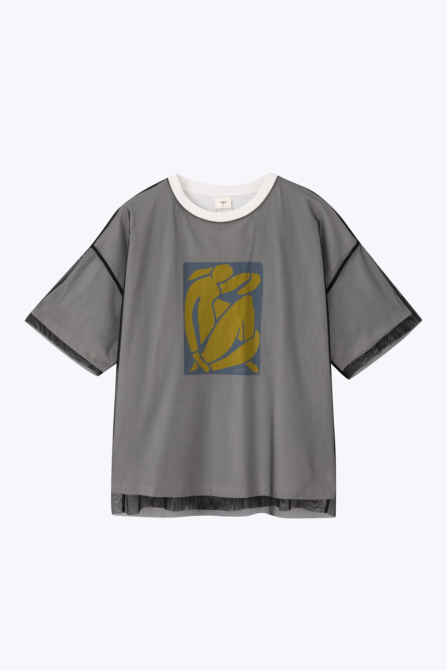 Overlay Mesh Tee - Cream