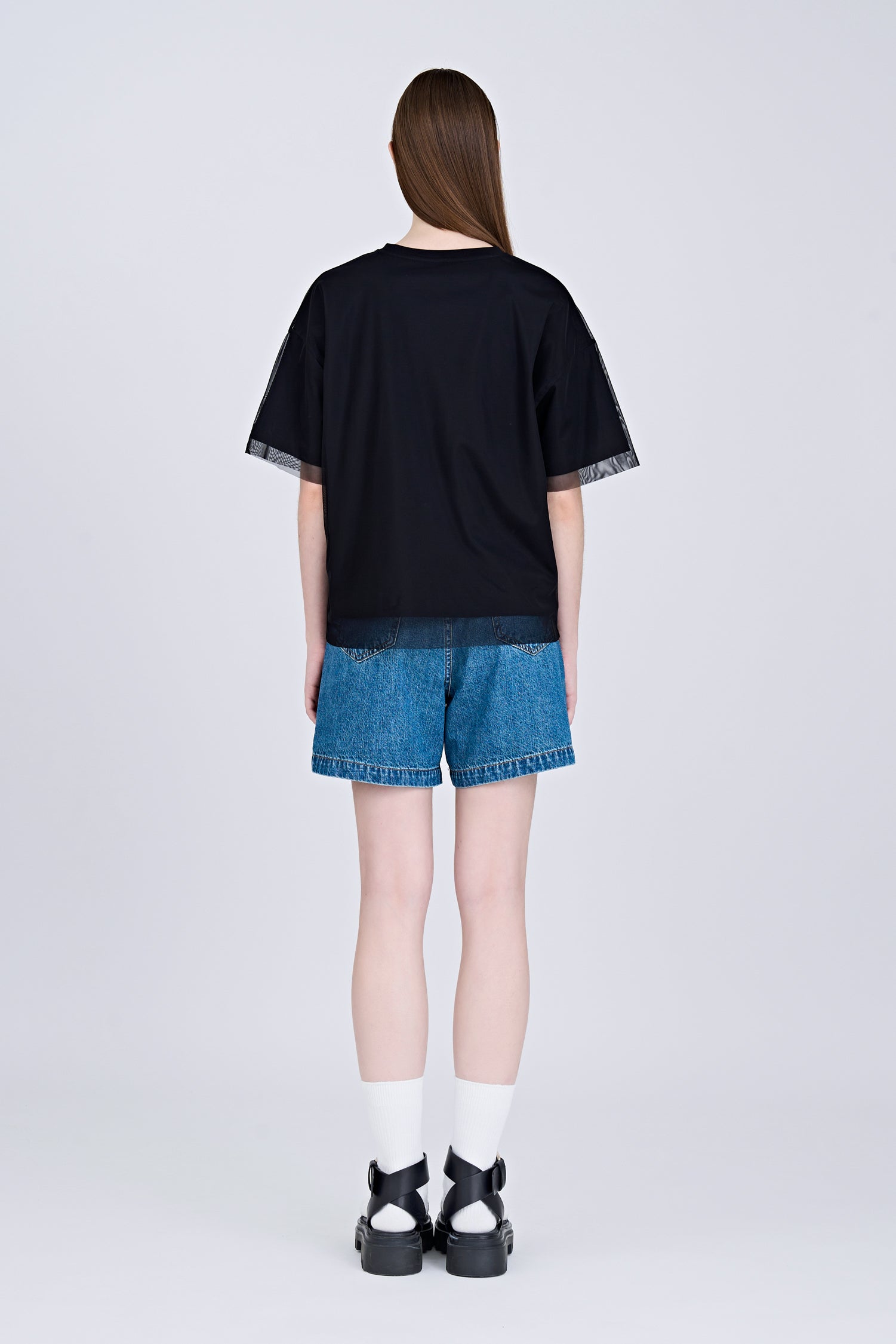 Overlay Mesh Tee - Black