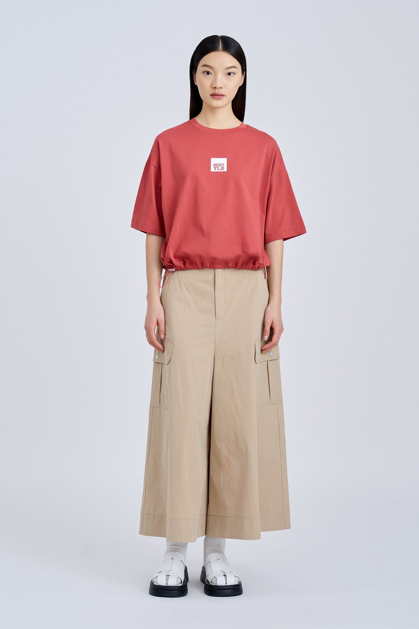 Drawcord Tee - Dusty Cedar