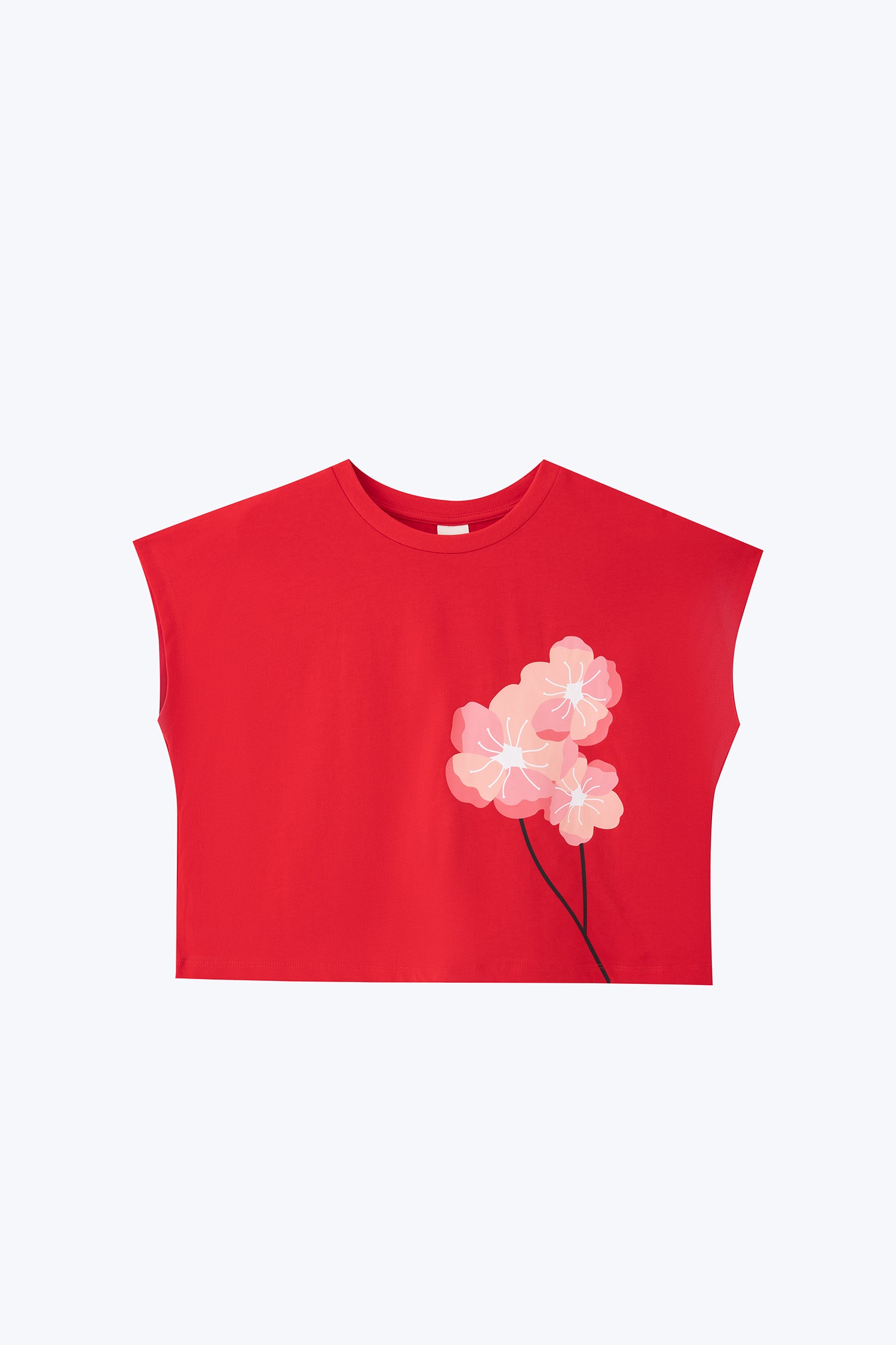 Blossom Cap Sleeve Tee - Red