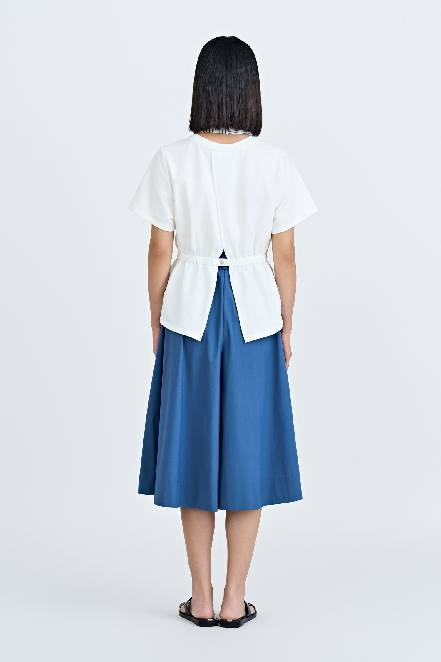 Overlap Draw Waist Tee - Cream