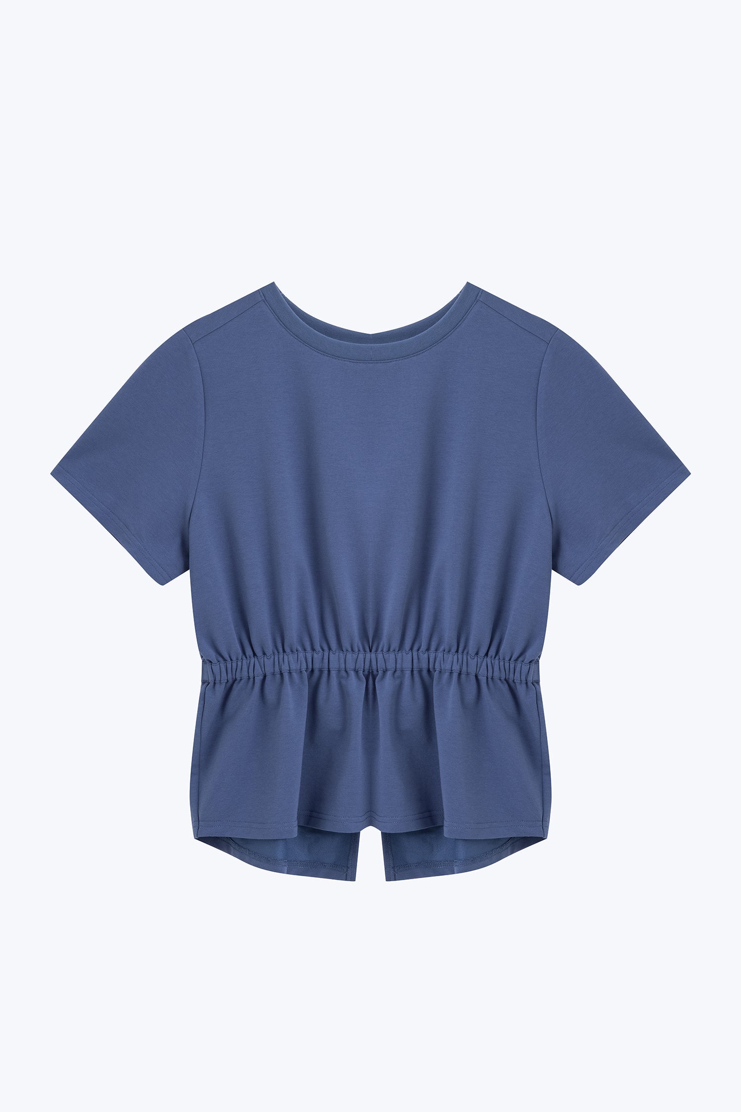 Overlap Draw Waist Tee - Denim Blue