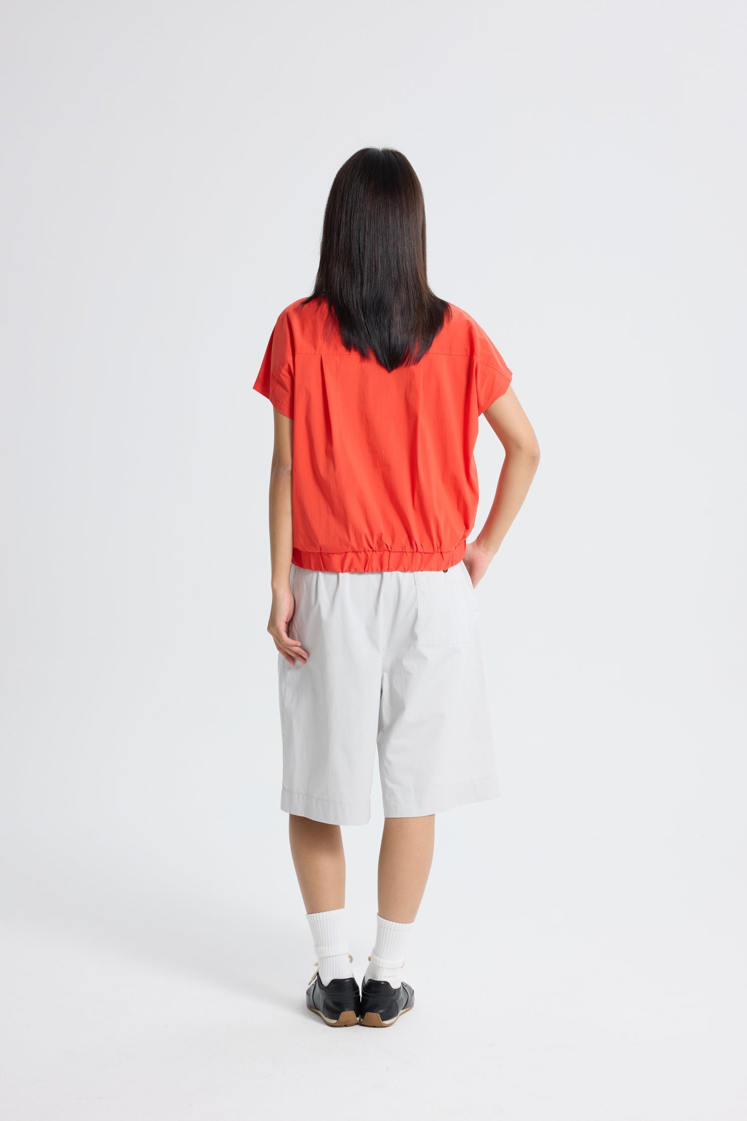 Elasticised Hem Tee - Vermillion